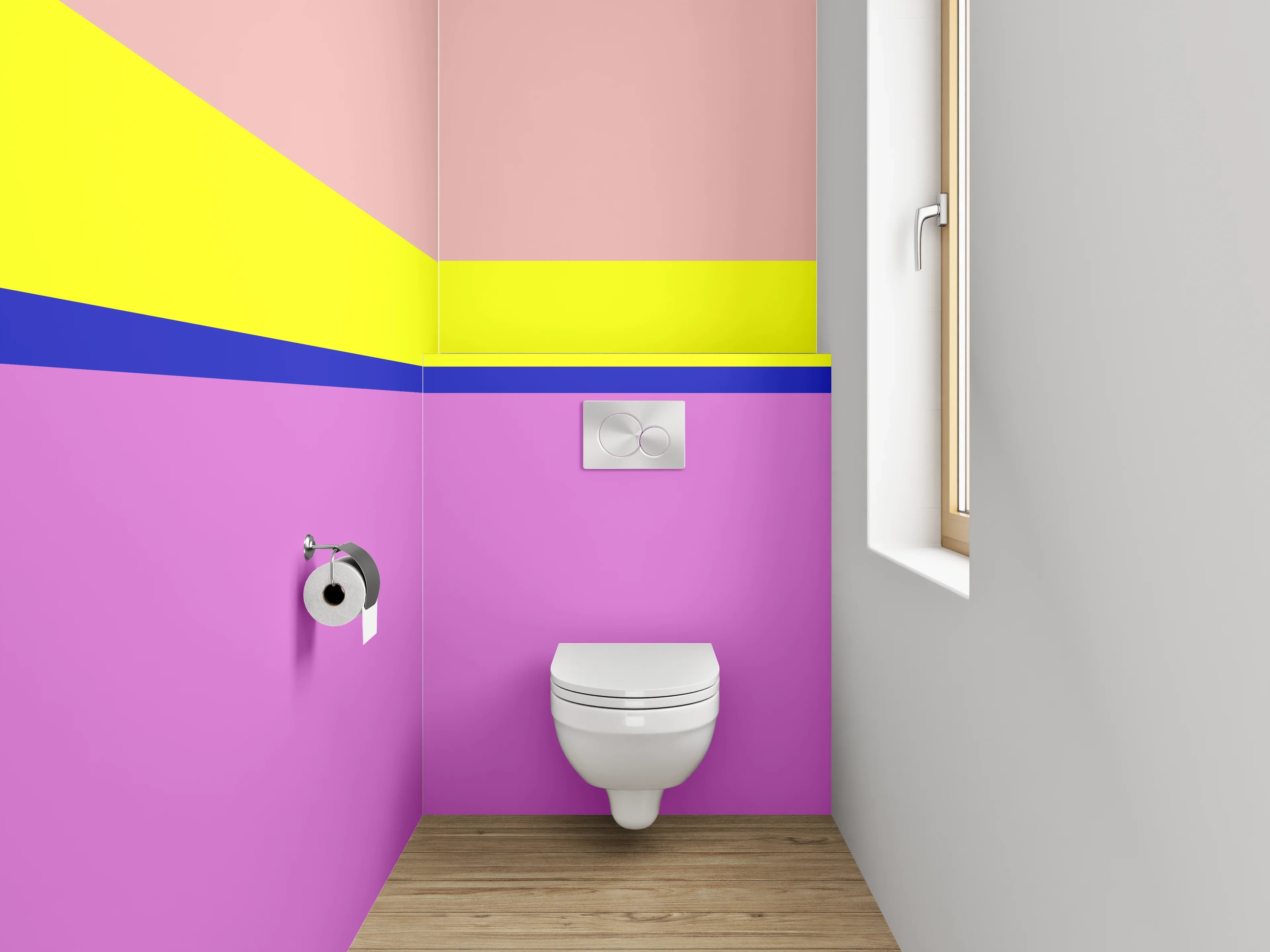 WC-Rückwand - Bunte Blockstreifen Modern