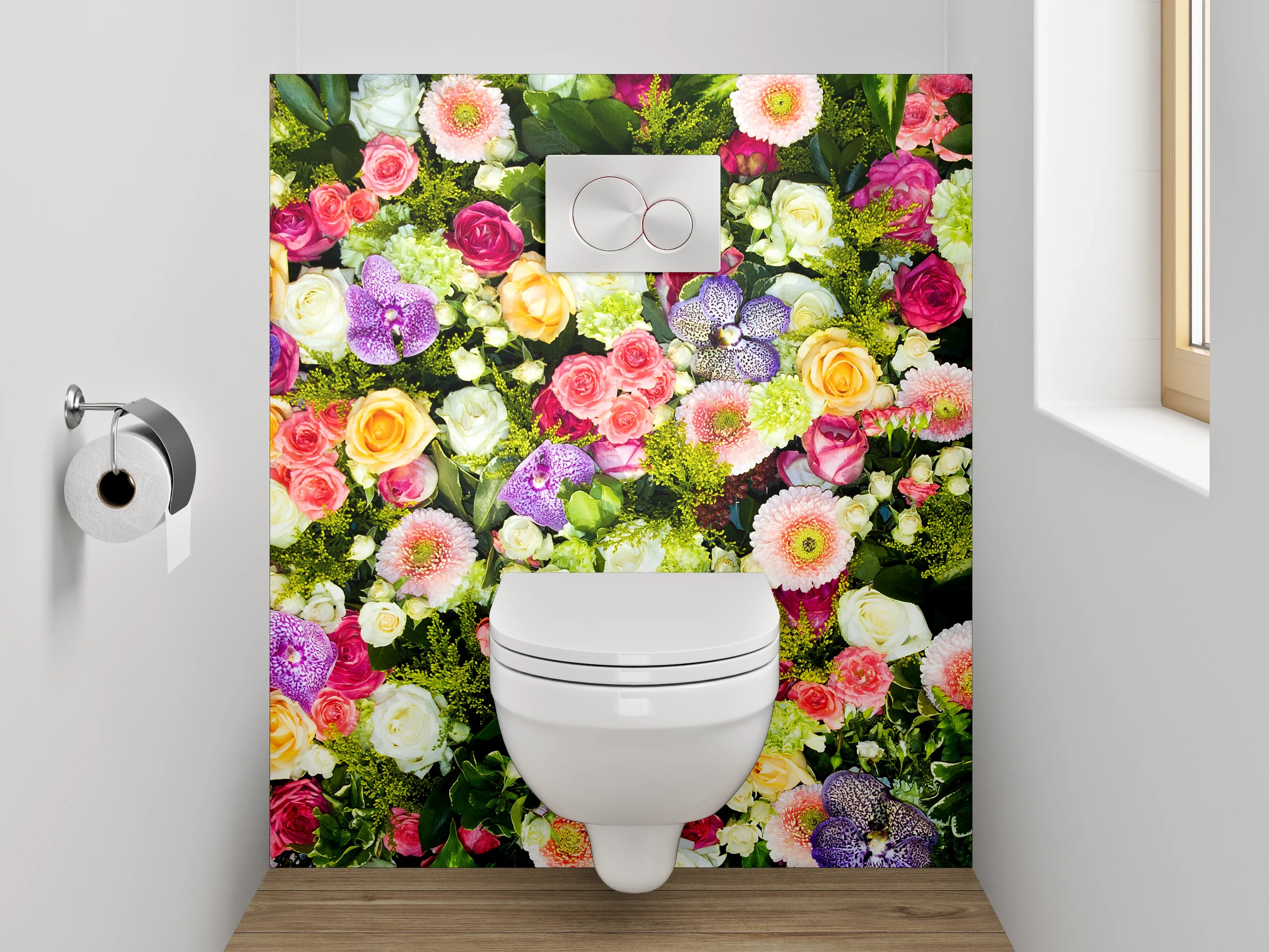 WC-Rückwand - Bunte Blumenpracht für Badezimmer