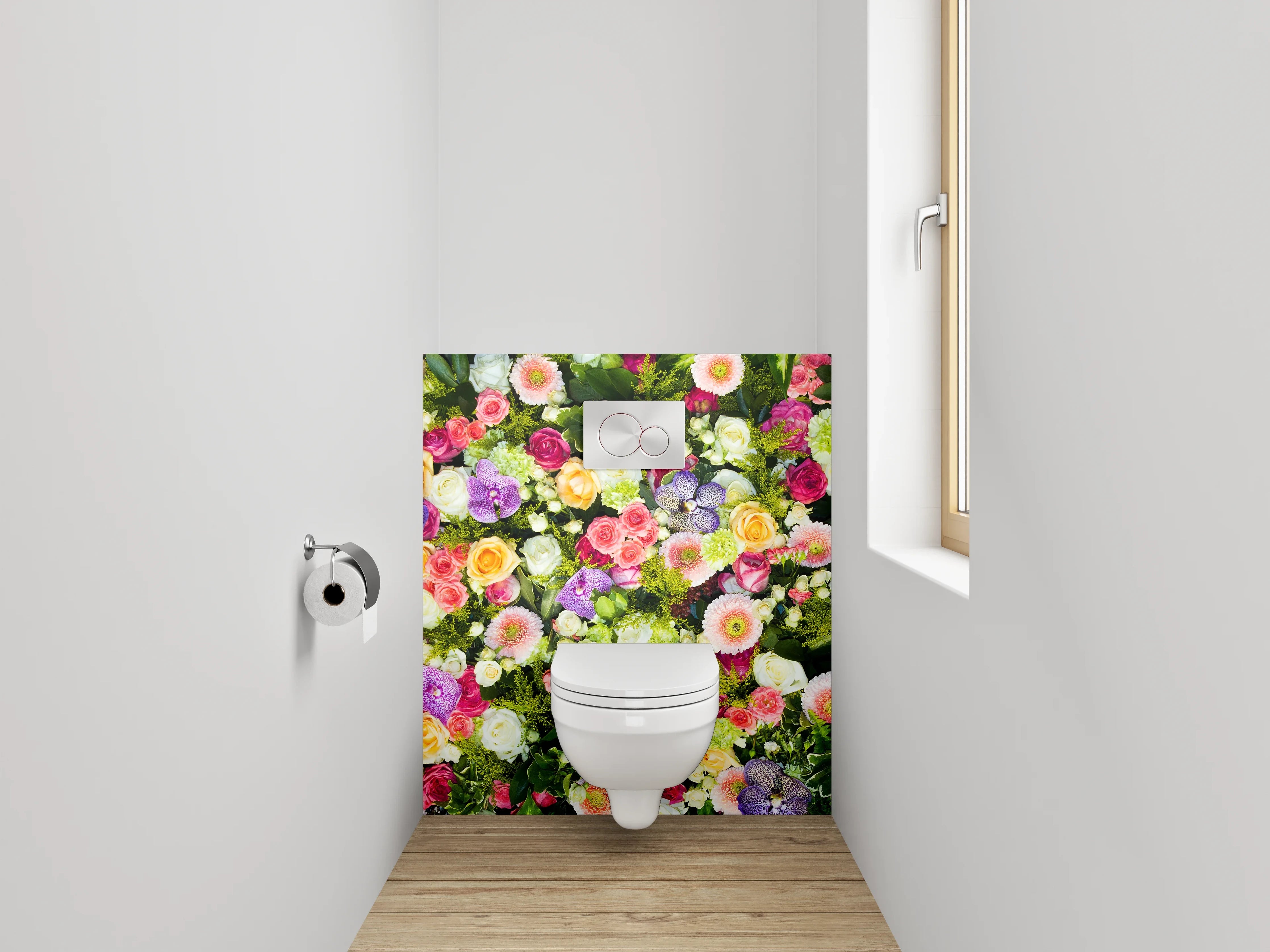 WC-Rückwand - Bunte Blumenpracht für Badezimmer