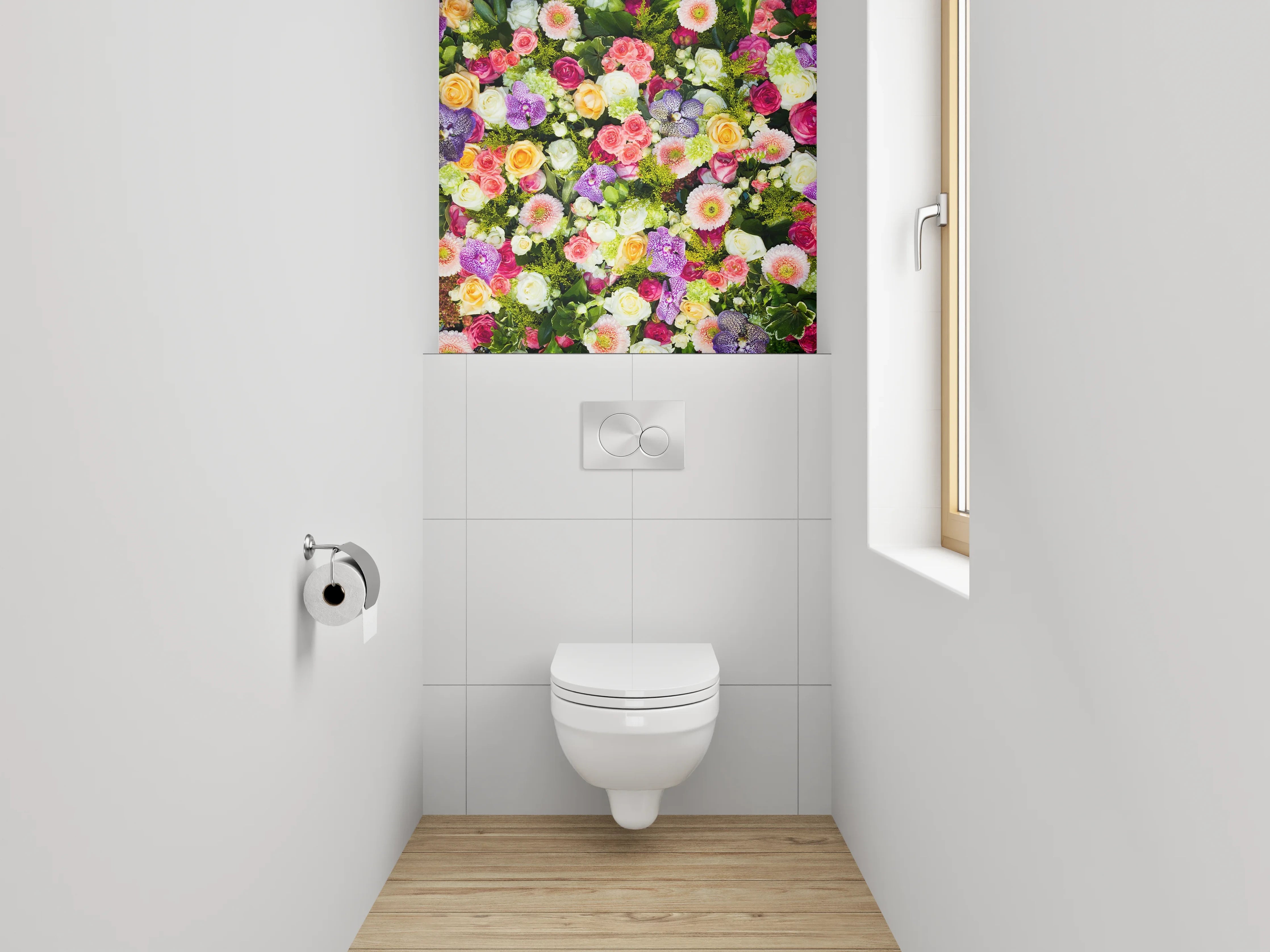 WC-Rückwand - Bunte Blumenpracht für Badezimmer