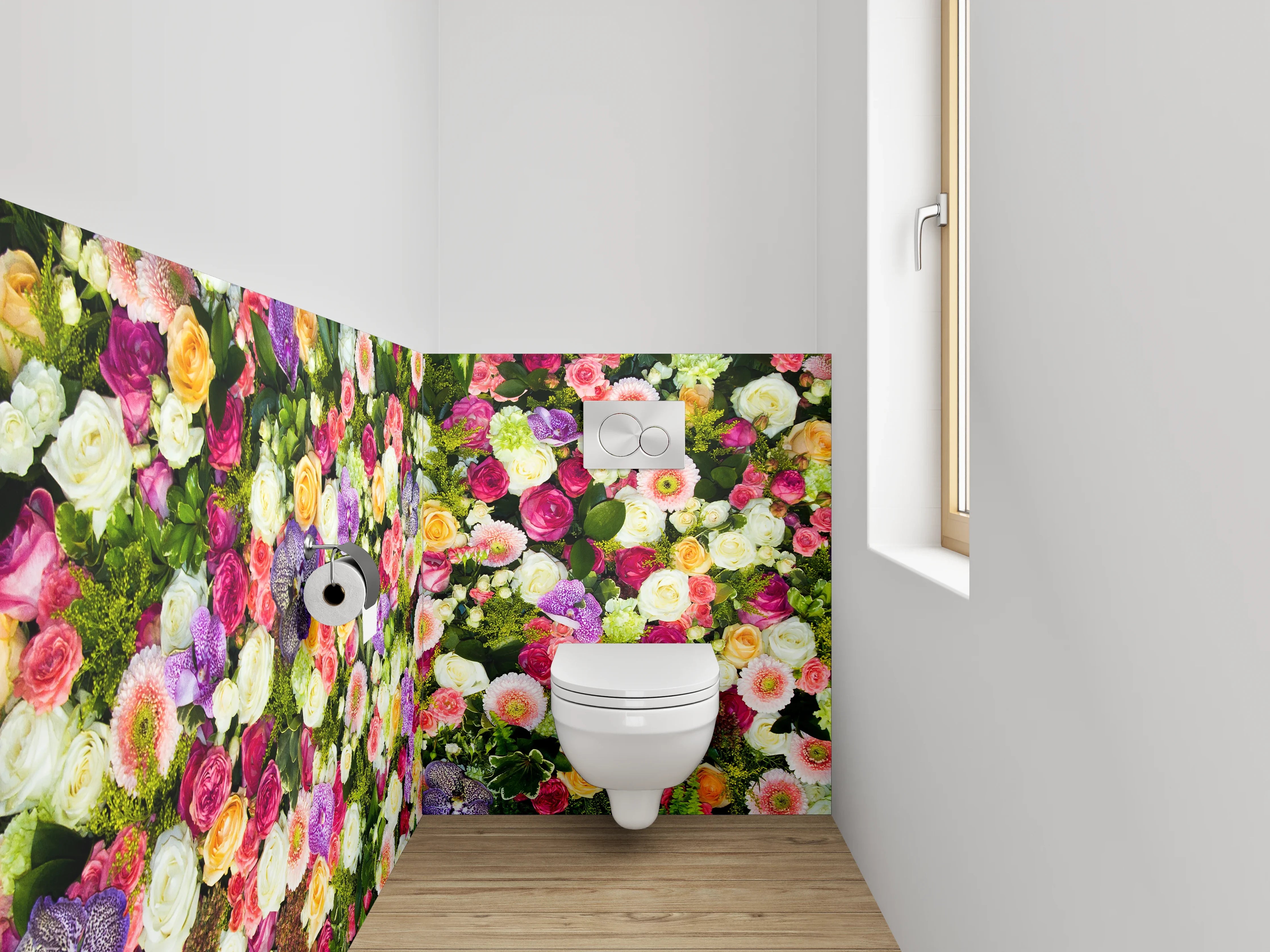 WC-Rückwand - Bunte Blumenpracht für Badezimmer