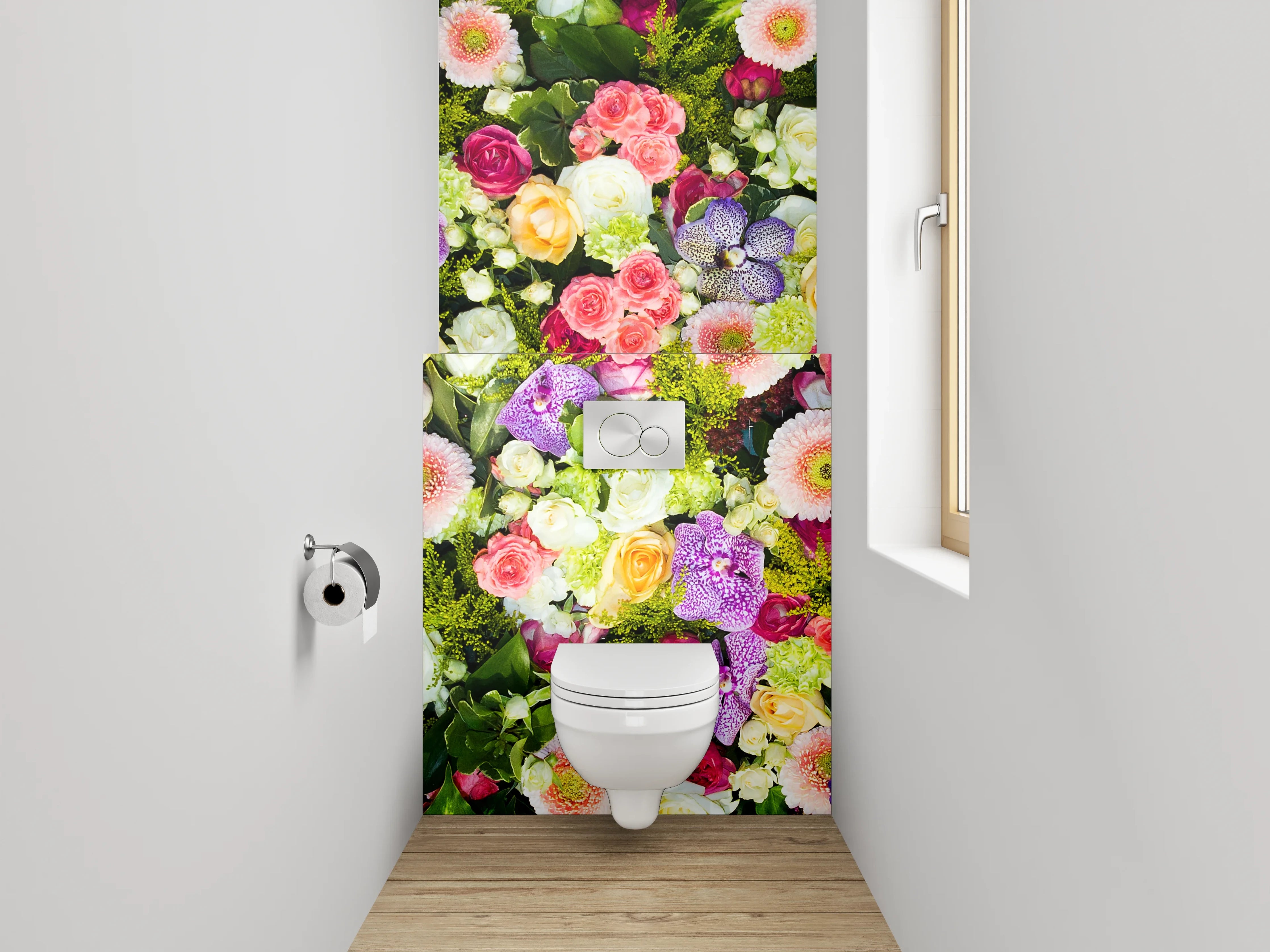 WC-Rückwand - Bunte Blumenpracht für Badezimmer