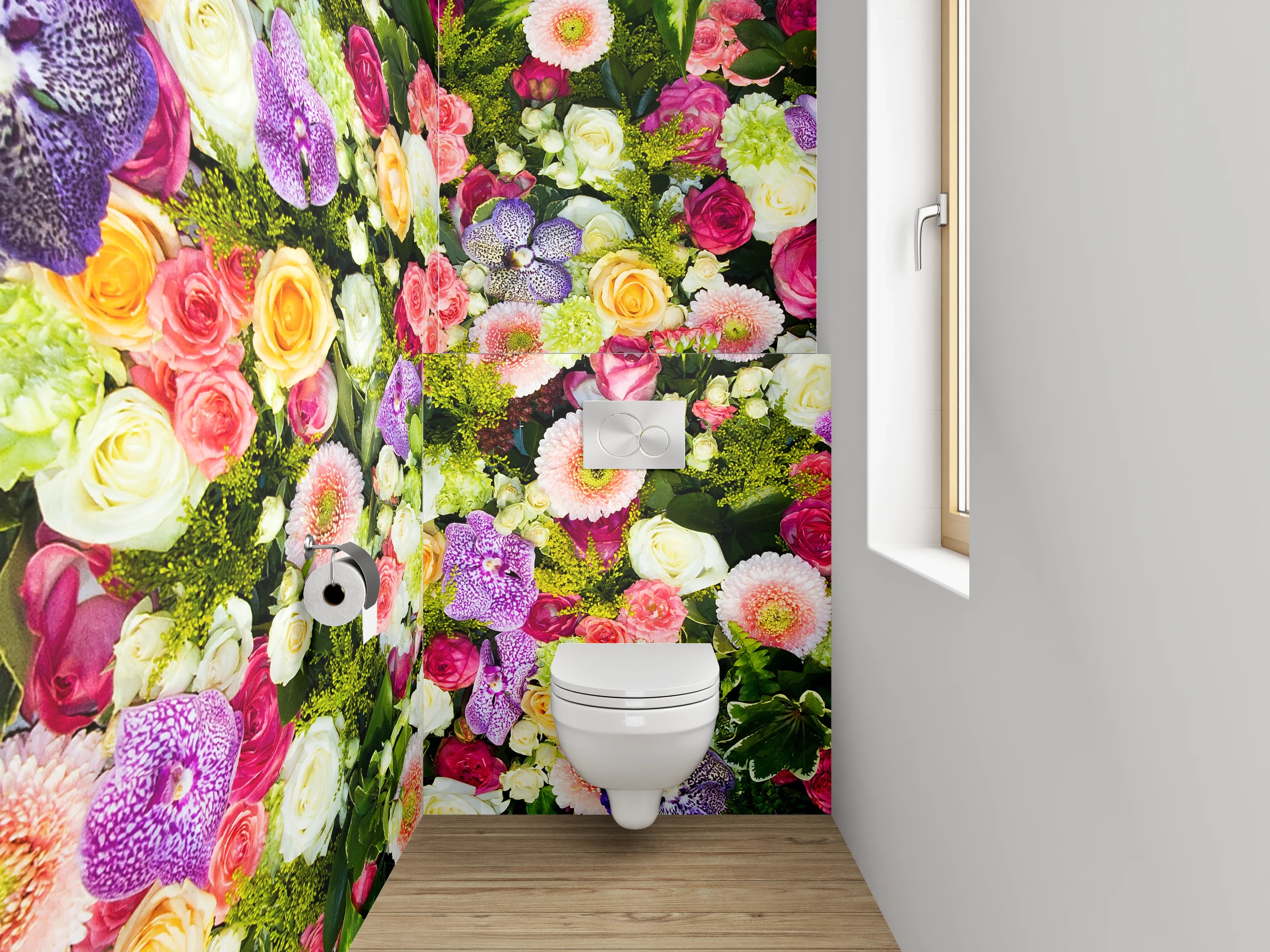 WC-Rückwand - Bunte Blumenpracht für Badezimmer