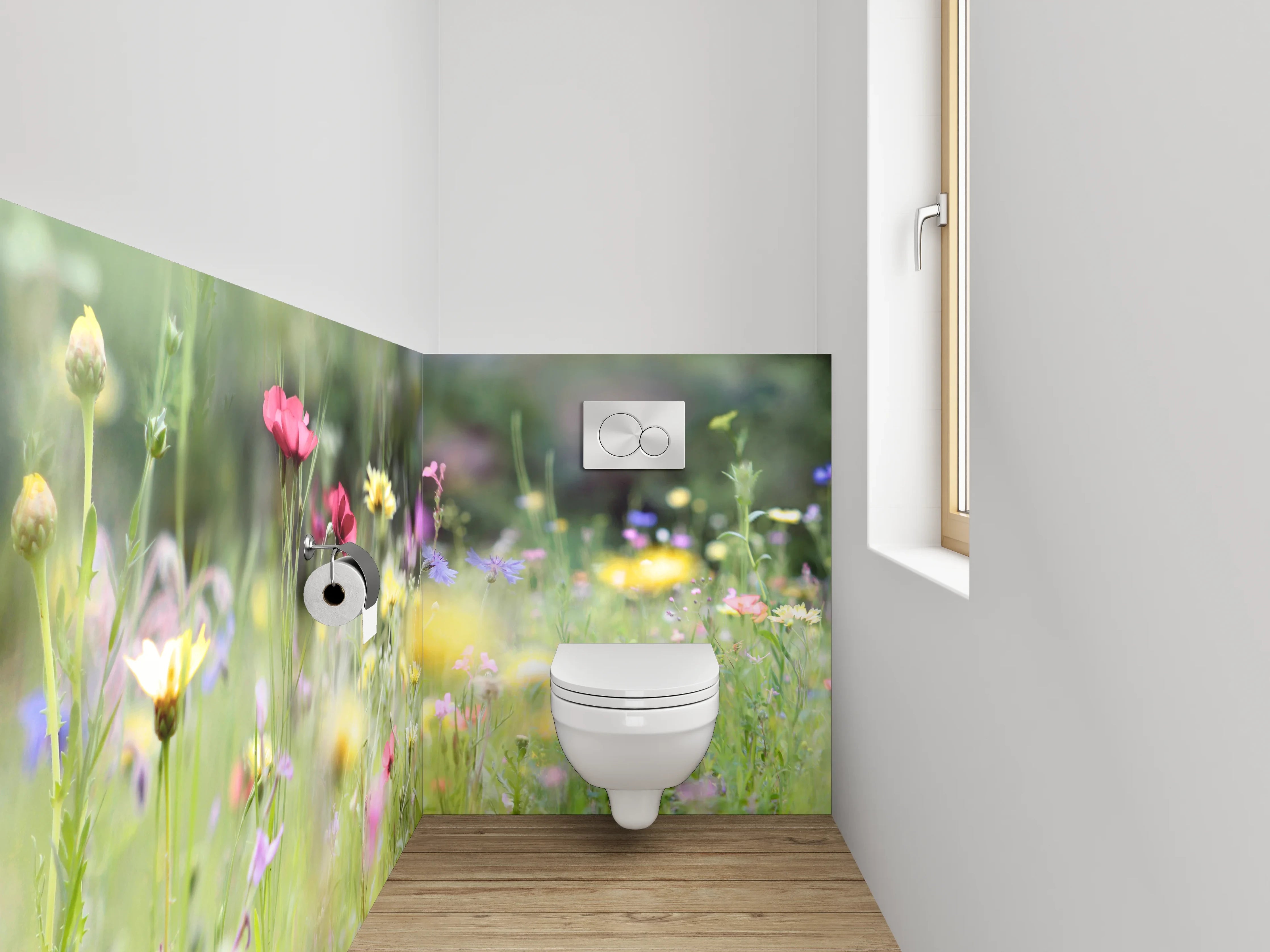 WC-Rückwand - Bunte Blumenwiese im Sommerlicht