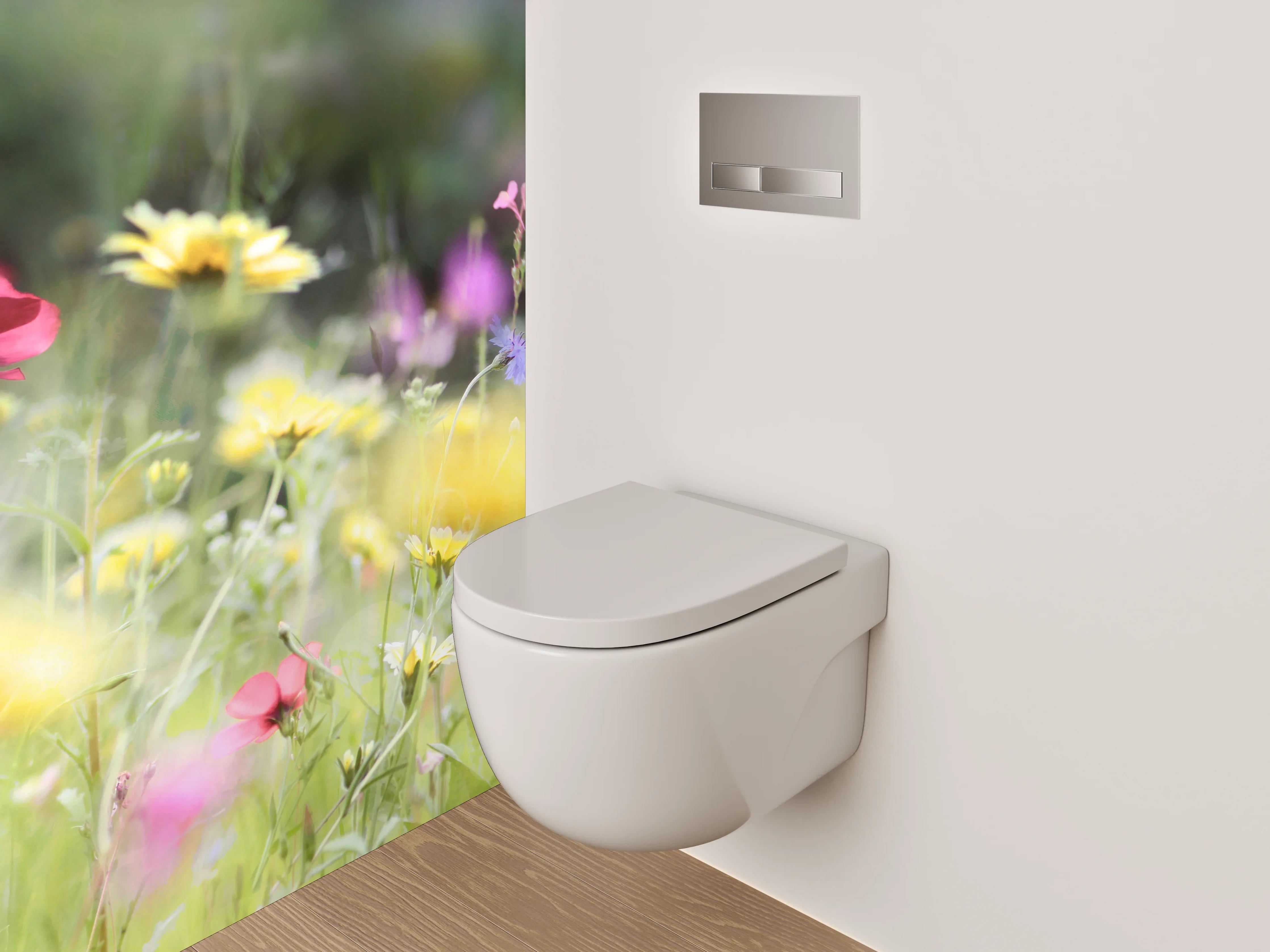 WC-Rückwand - Bunte Blumenwiese im Sommerlicht