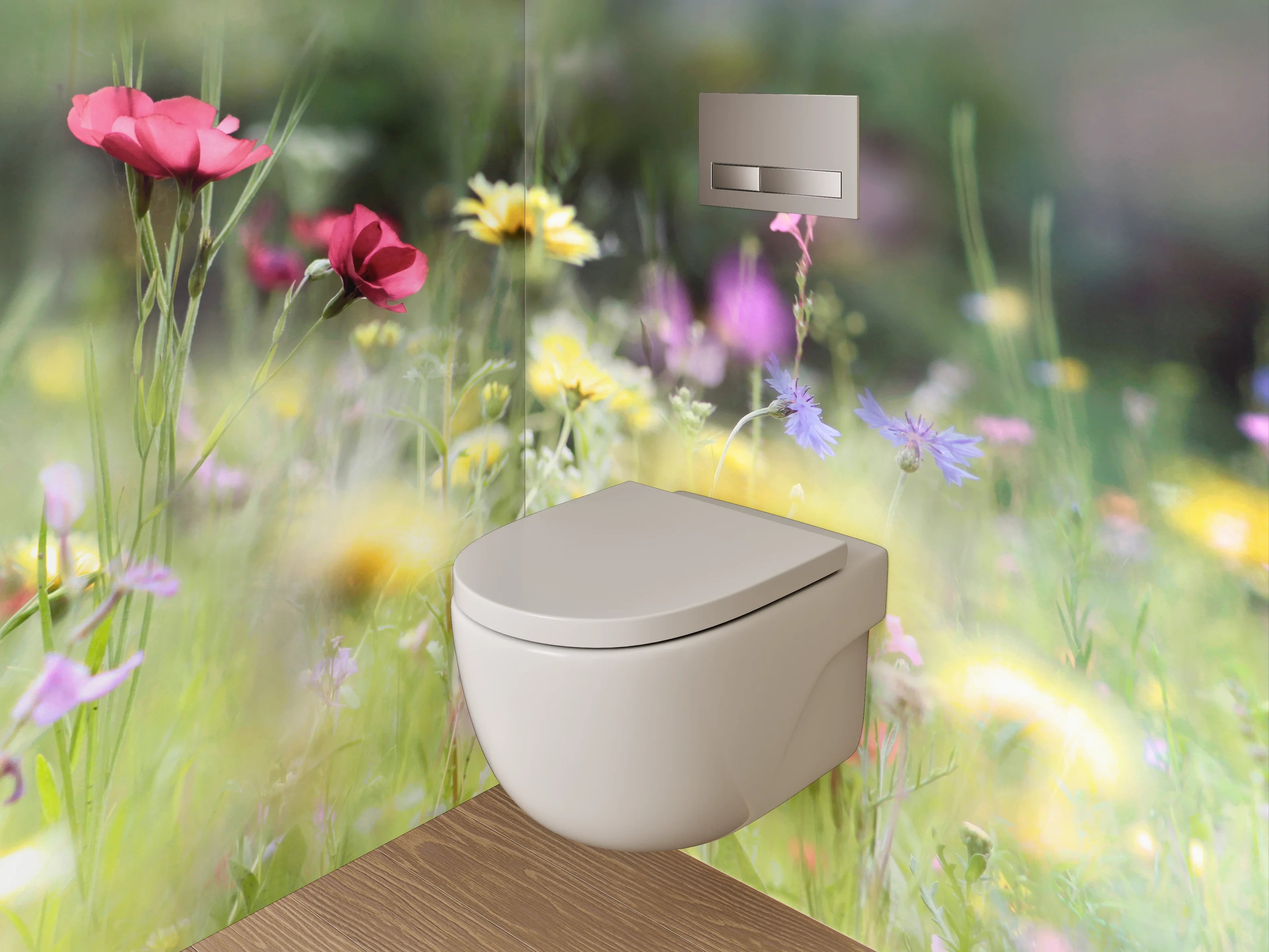 WC-Rückwand - Bunte Blumenwiese im Sommerlicht