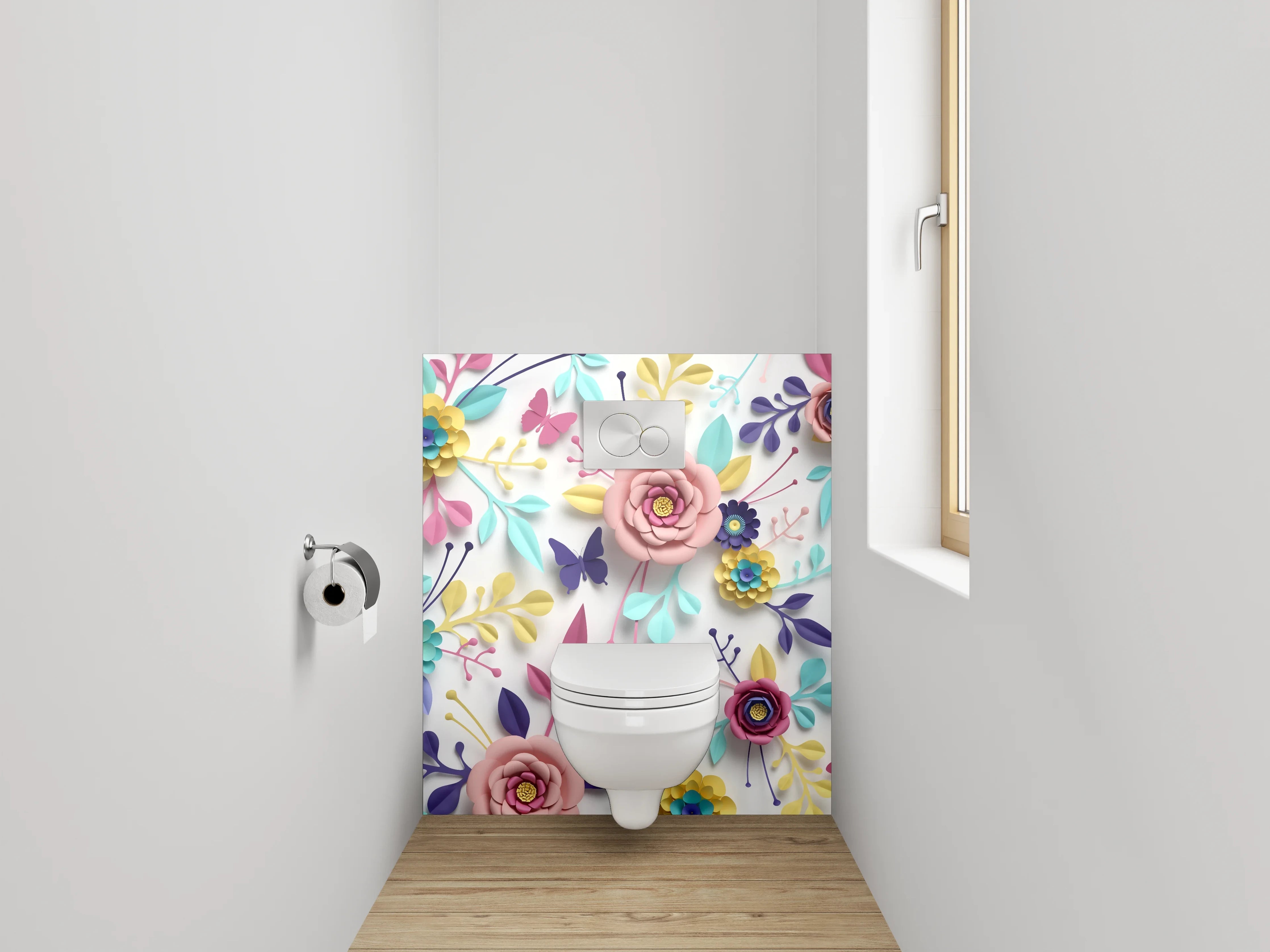 WC-Rückwand - Bunte Blumenwiese mit Schmetterlingen