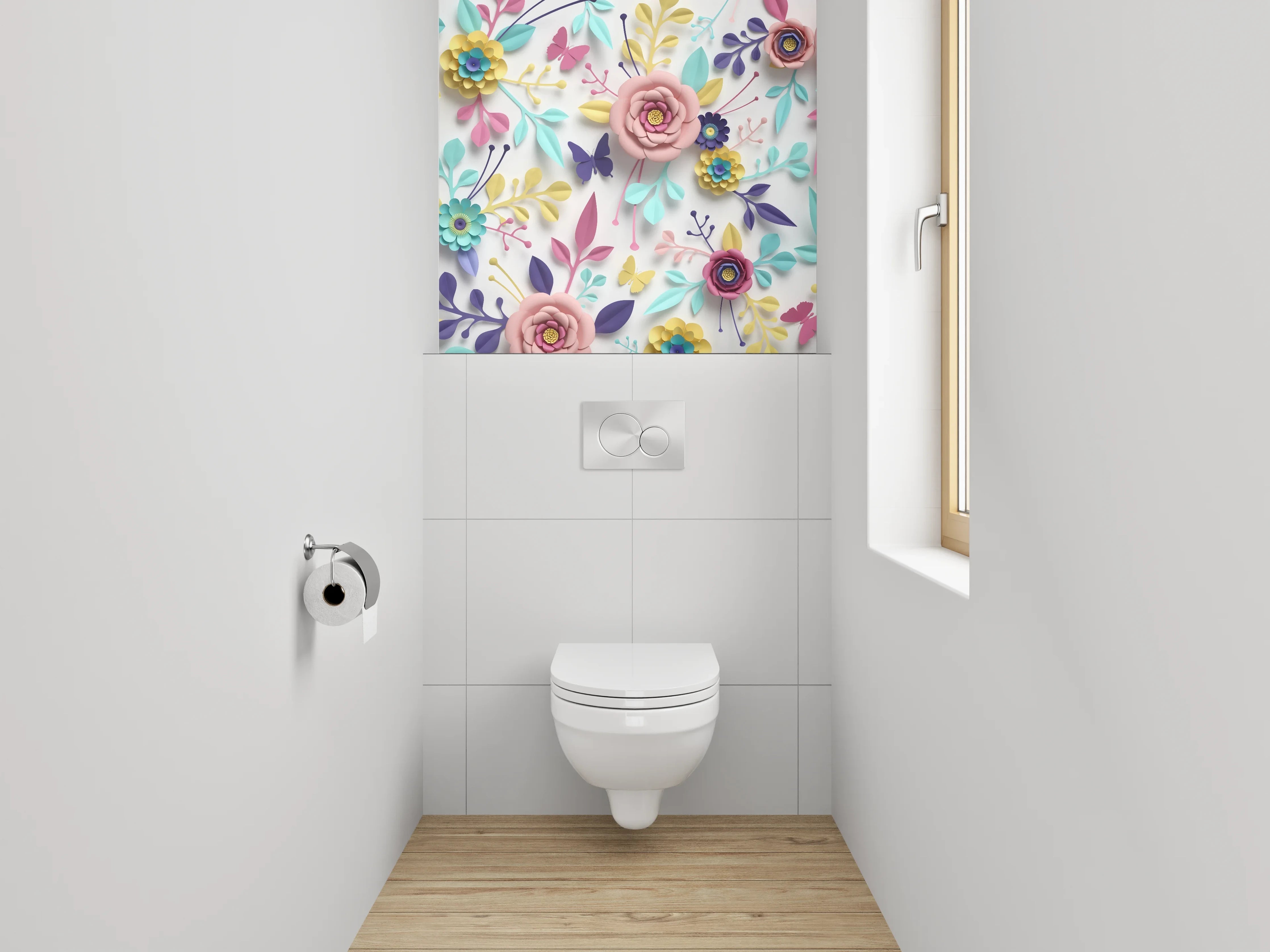 WC-Rückwand - Bunte Blumenwiese mit Schmetterlingen