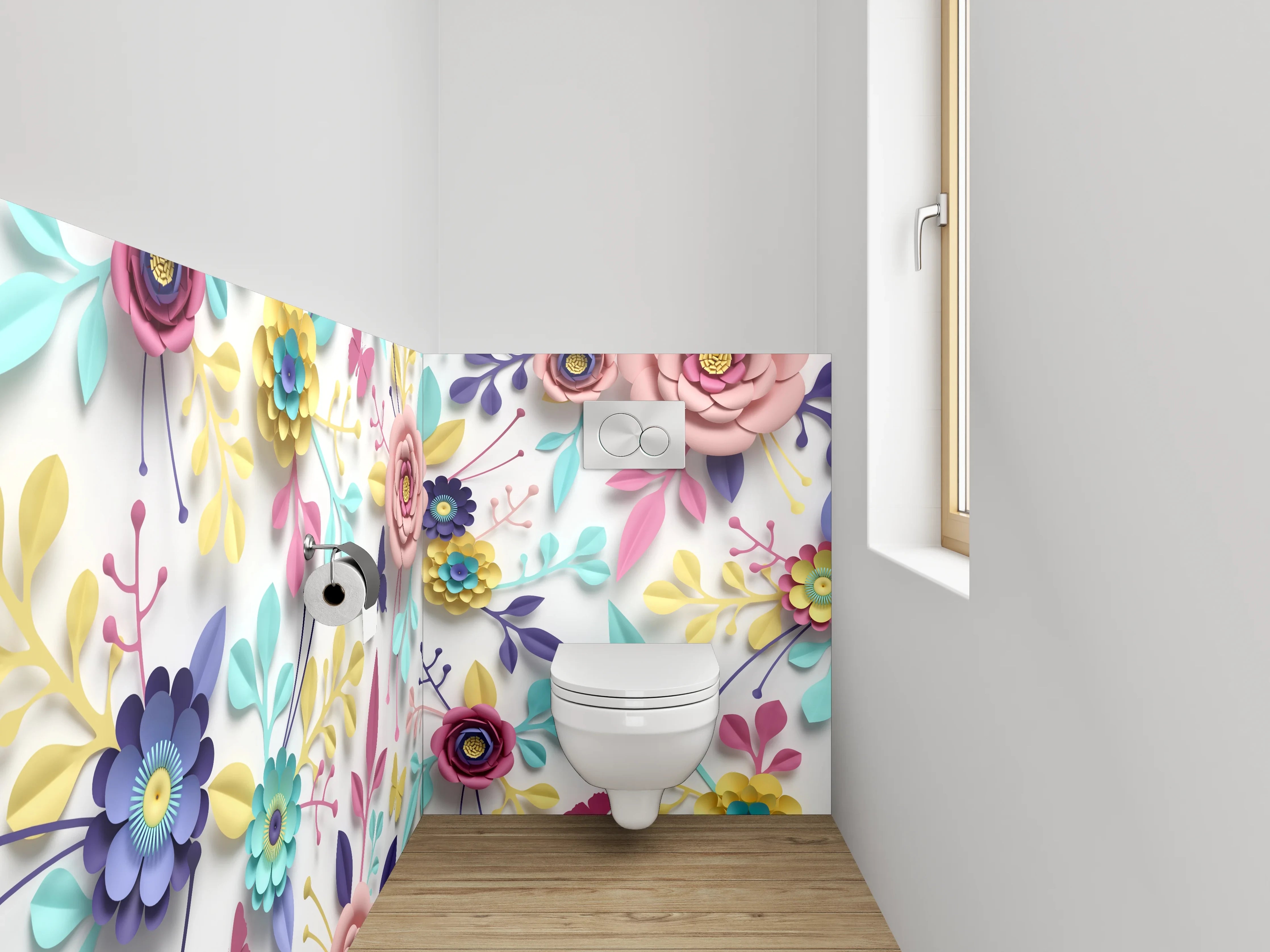 WC-Rückwand - Bunte Blumenwiese mit Schmetterlingen
