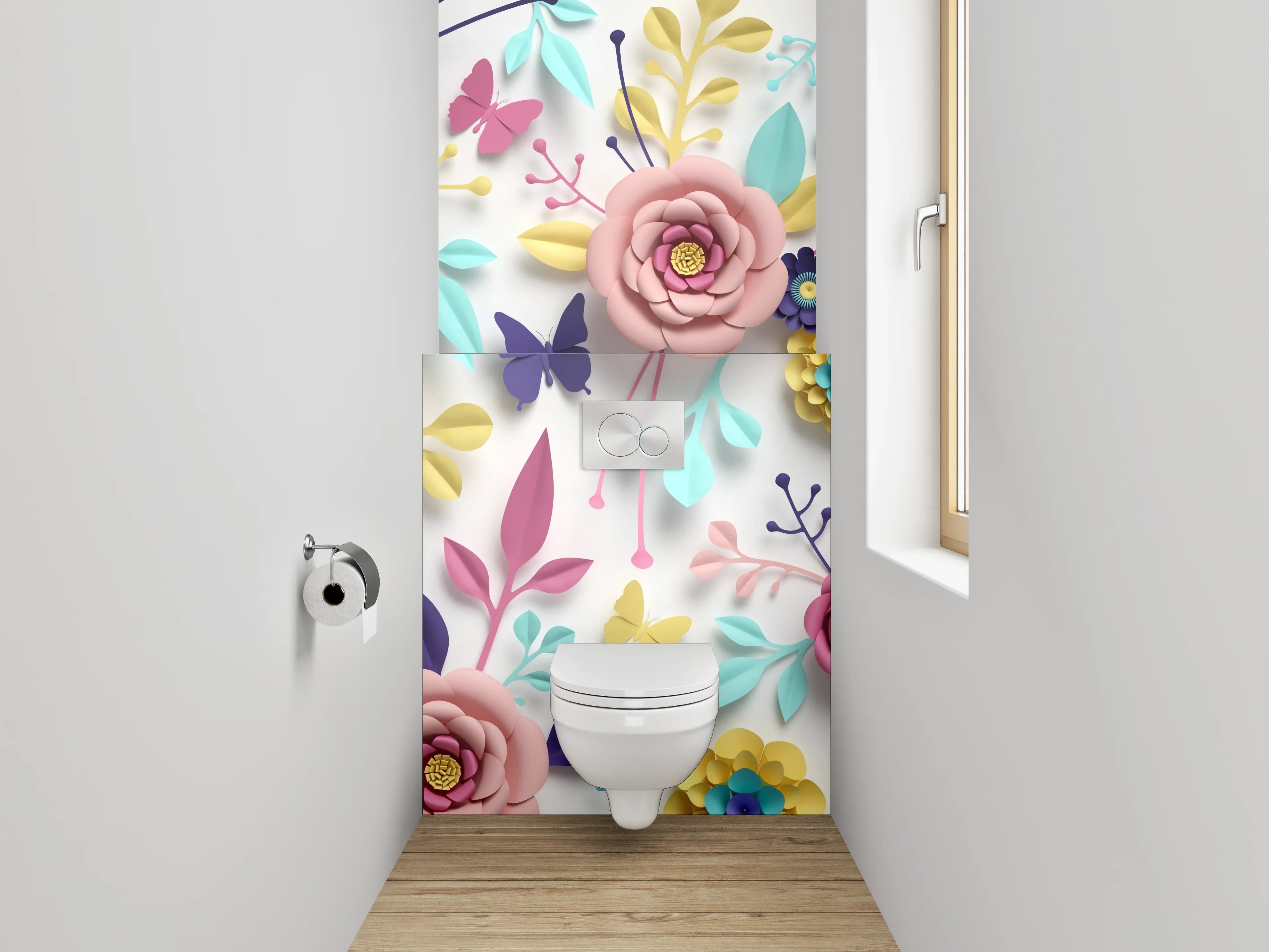 WC-Rückwand - Bunte Blumenwiese mit Schmetterlingen