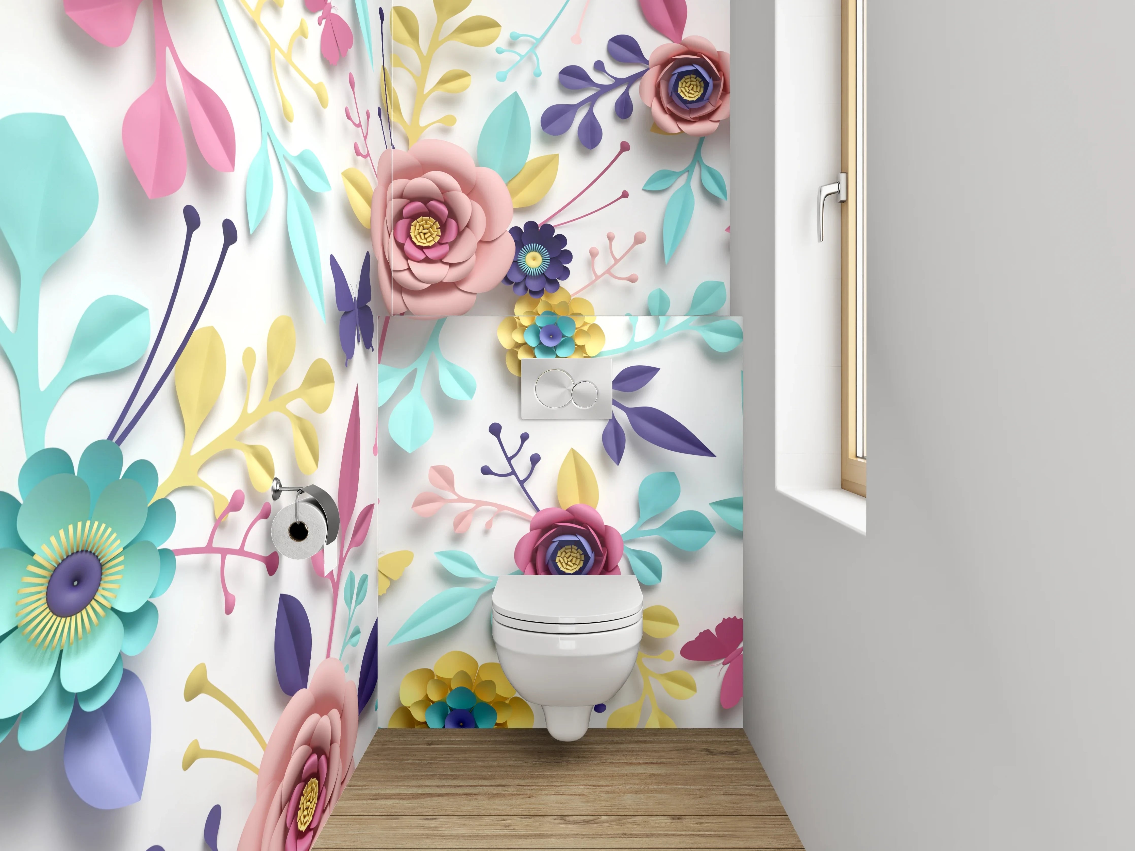 WC-Rückwand - Bunte Blumenwiese mit Schmetterlingen