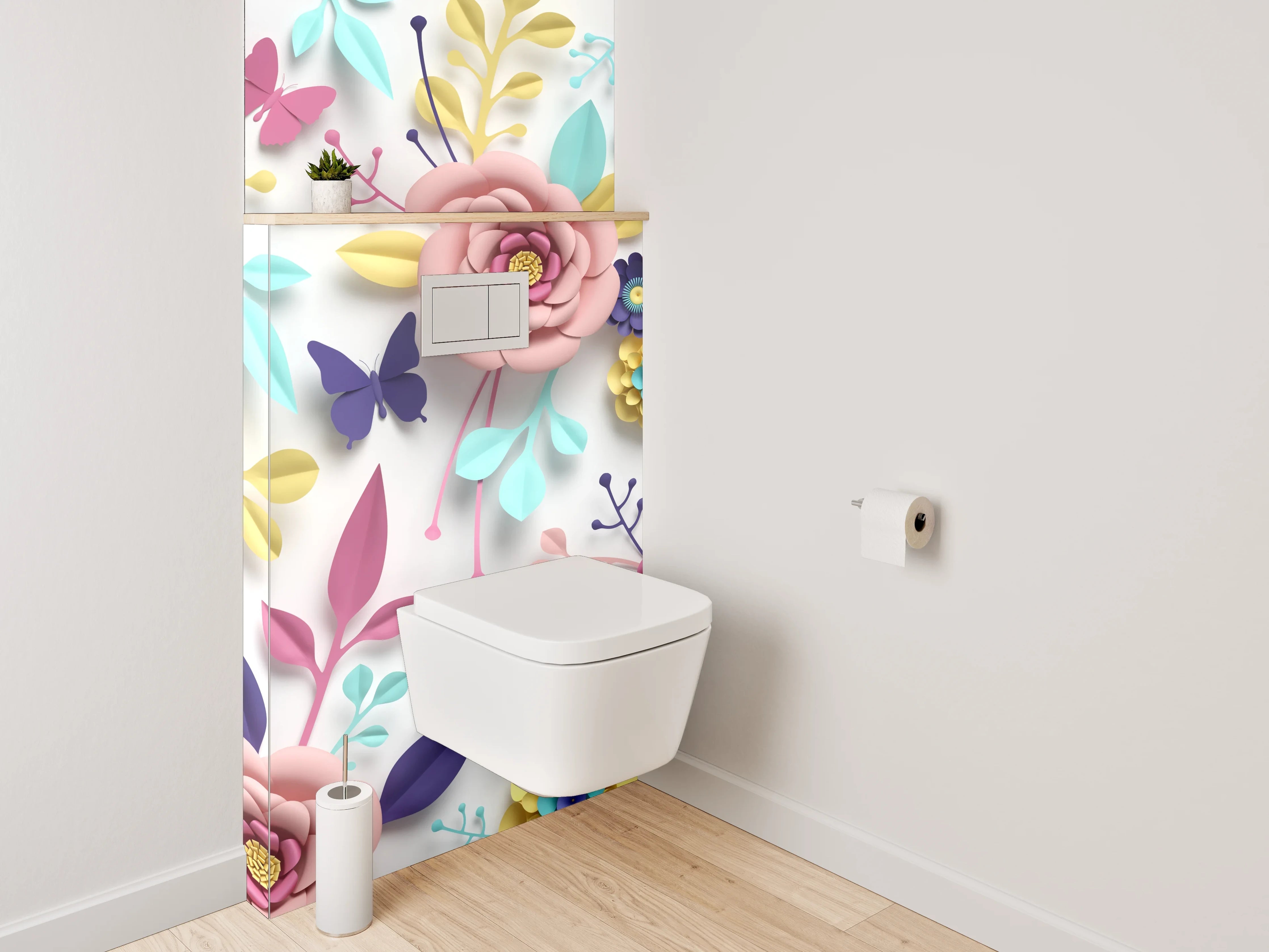 WC-Rückwand - Bunte Blumenwiese mit Schmetterlingen