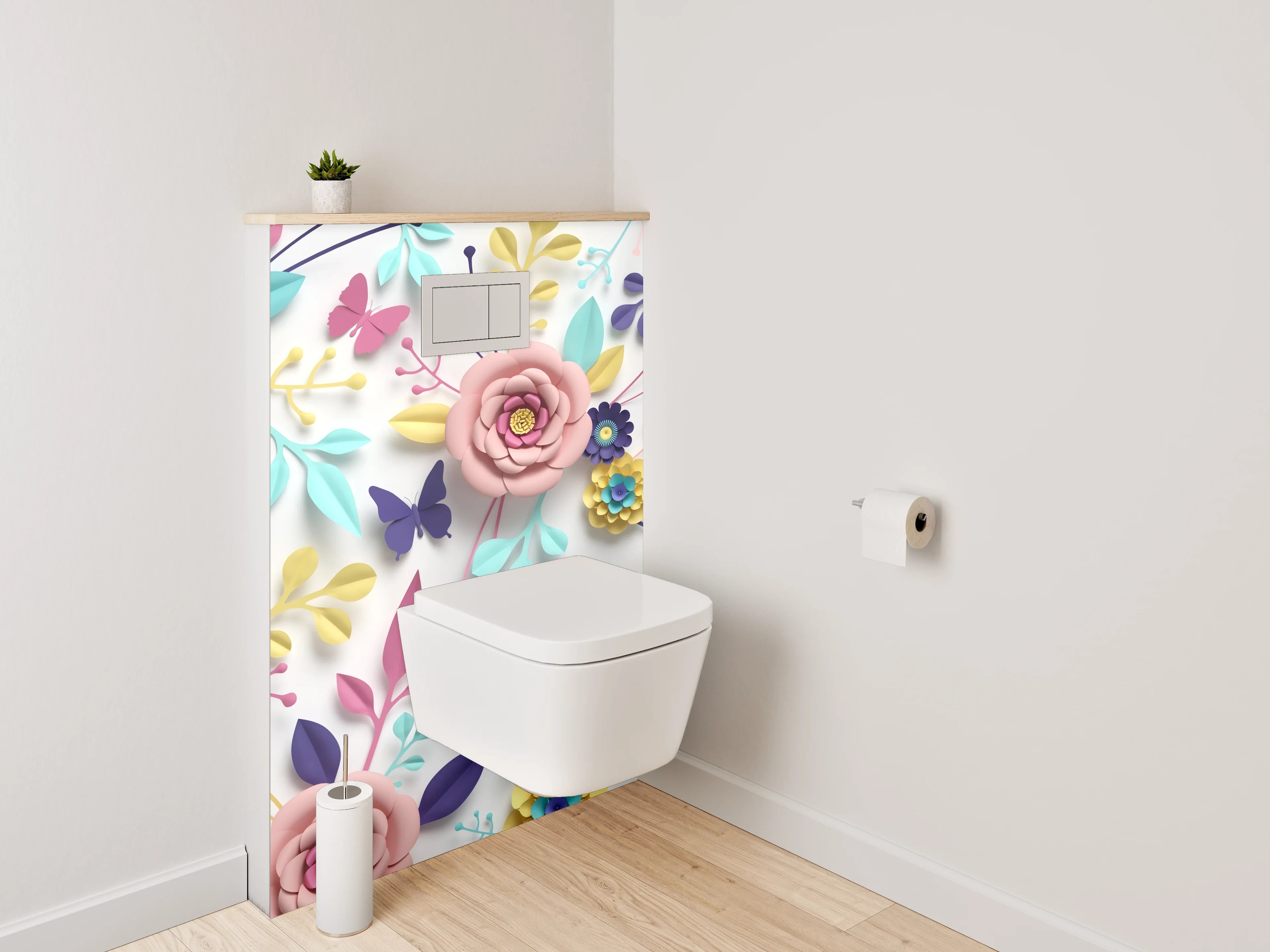 WC-Rückwand - Bunte Blumenwiese mit Schmetterlingen