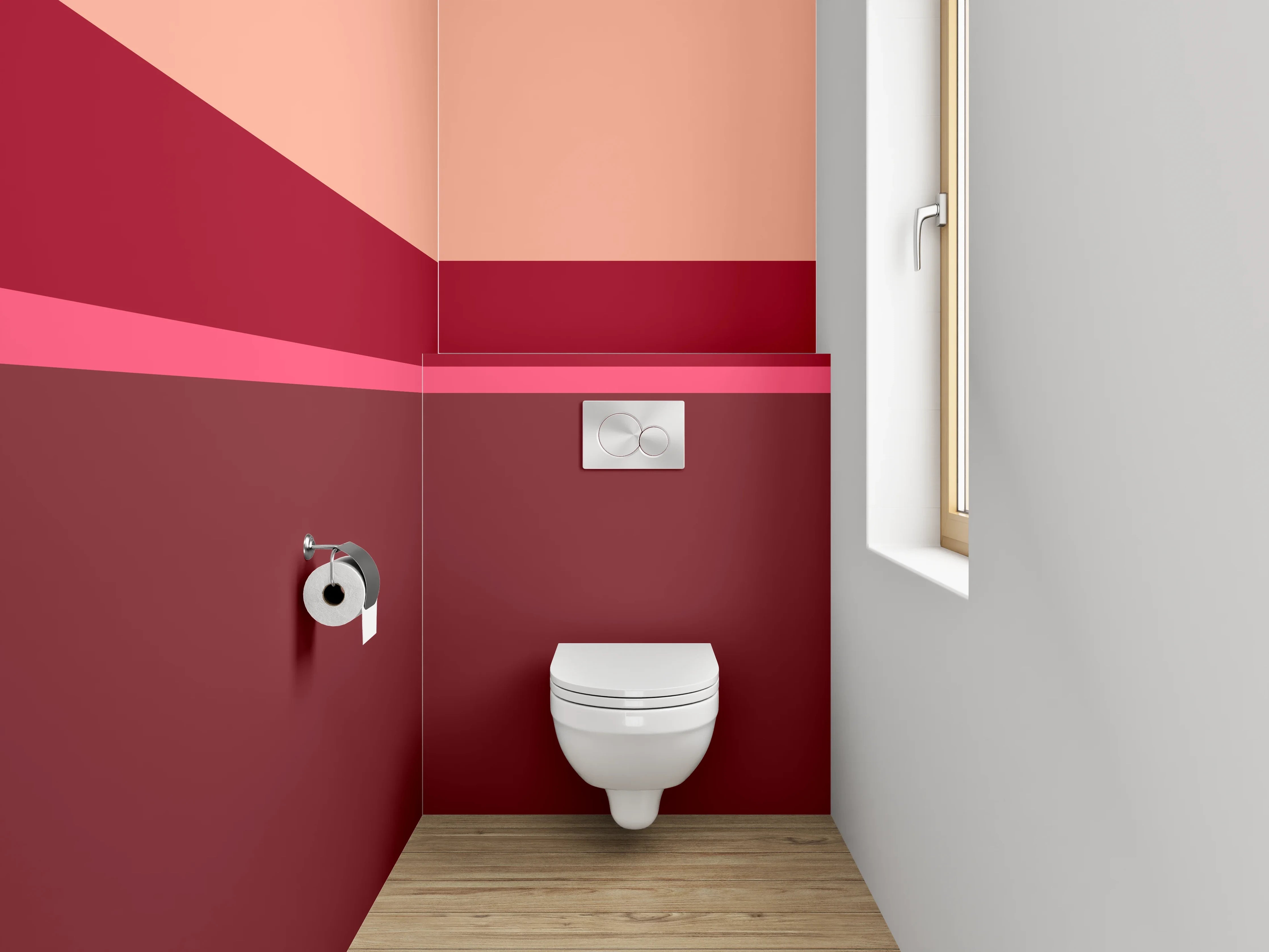 WC-Rückwand - Bunte Farbblock-Kombination