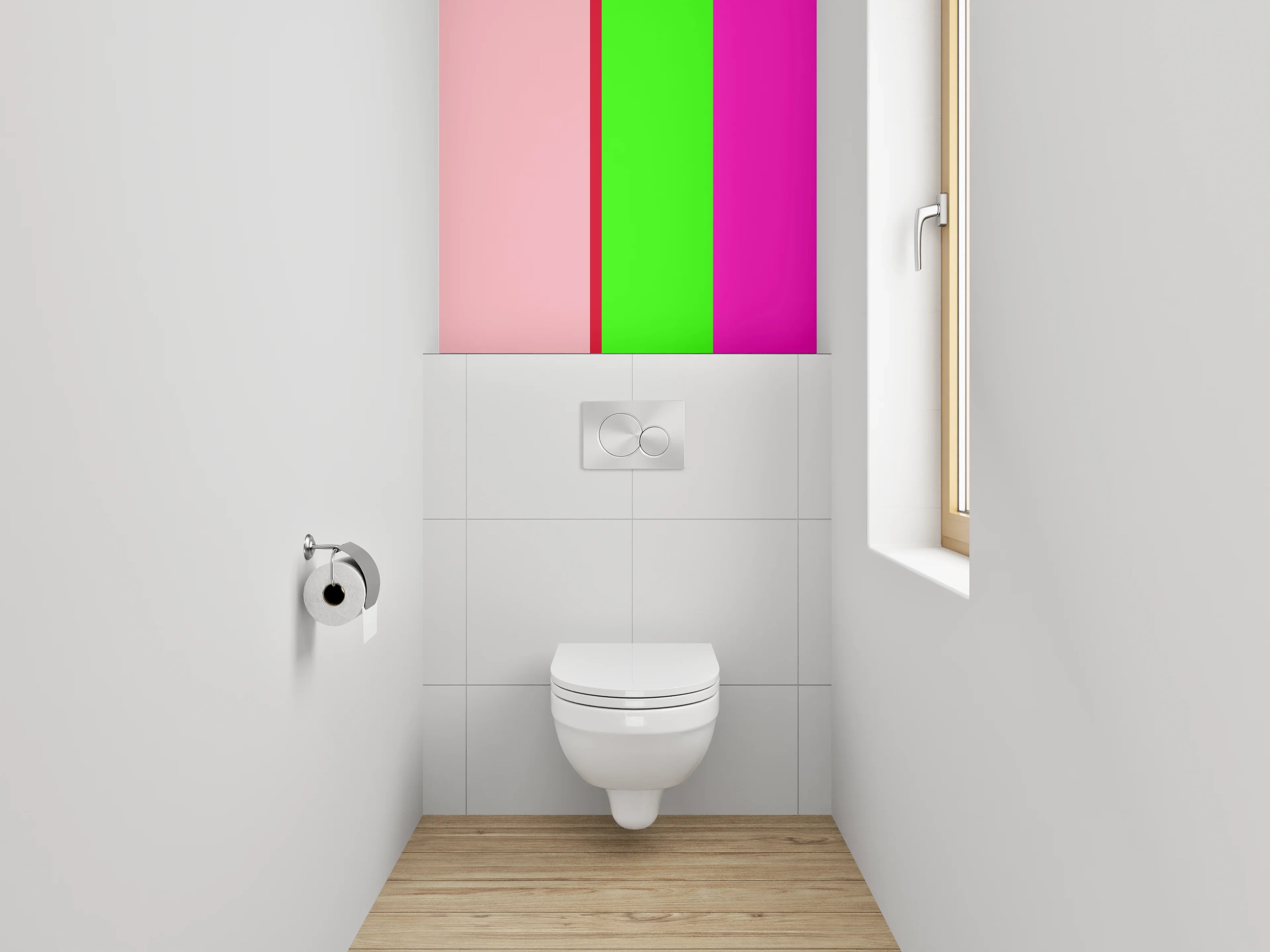 WC-Rückwand - Bunte Farbpalette mit Pink, Grün und Beige