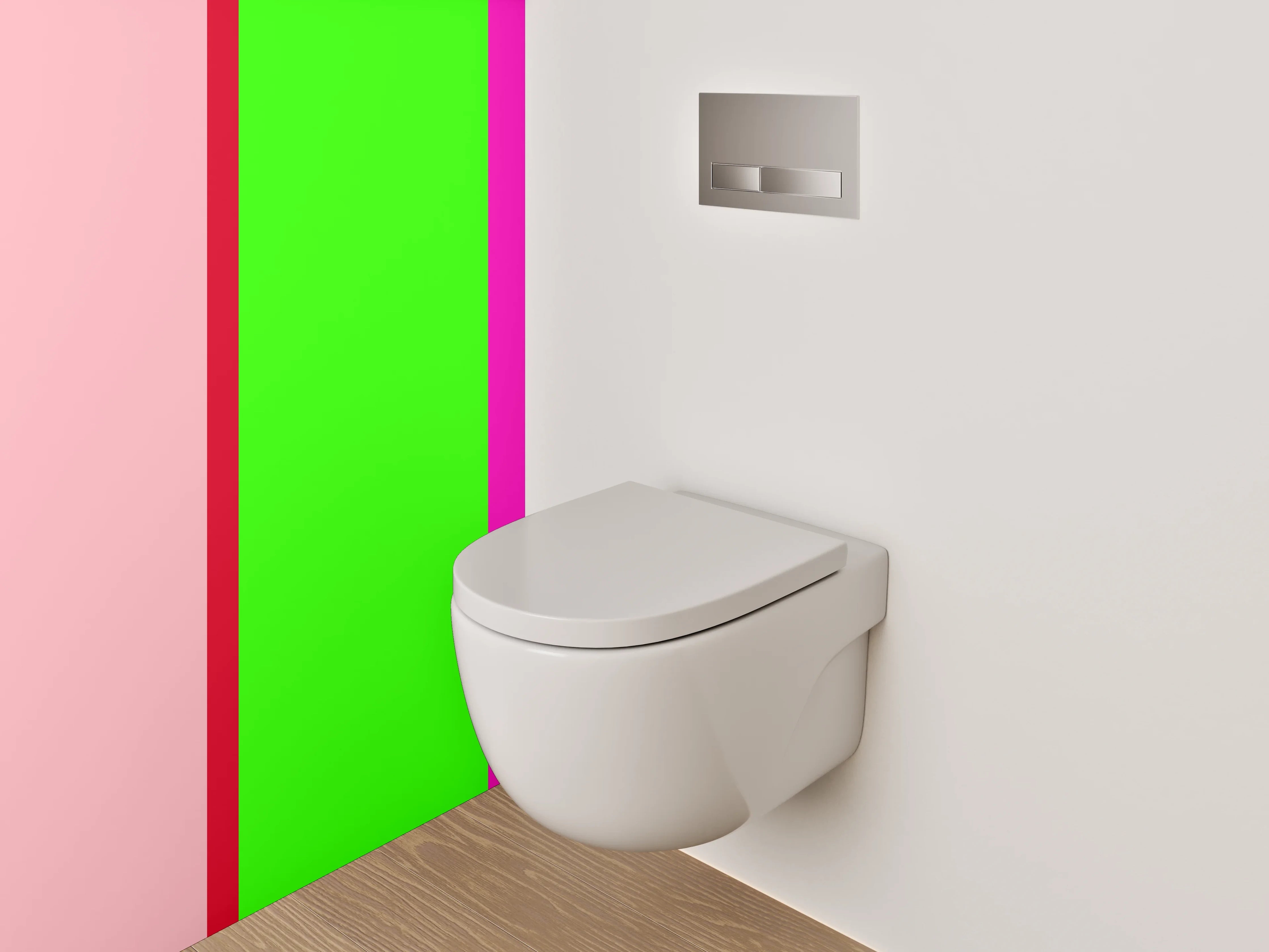 WC-Rückwand - Bunte Farbpalette mit Pink, Grün und Beige