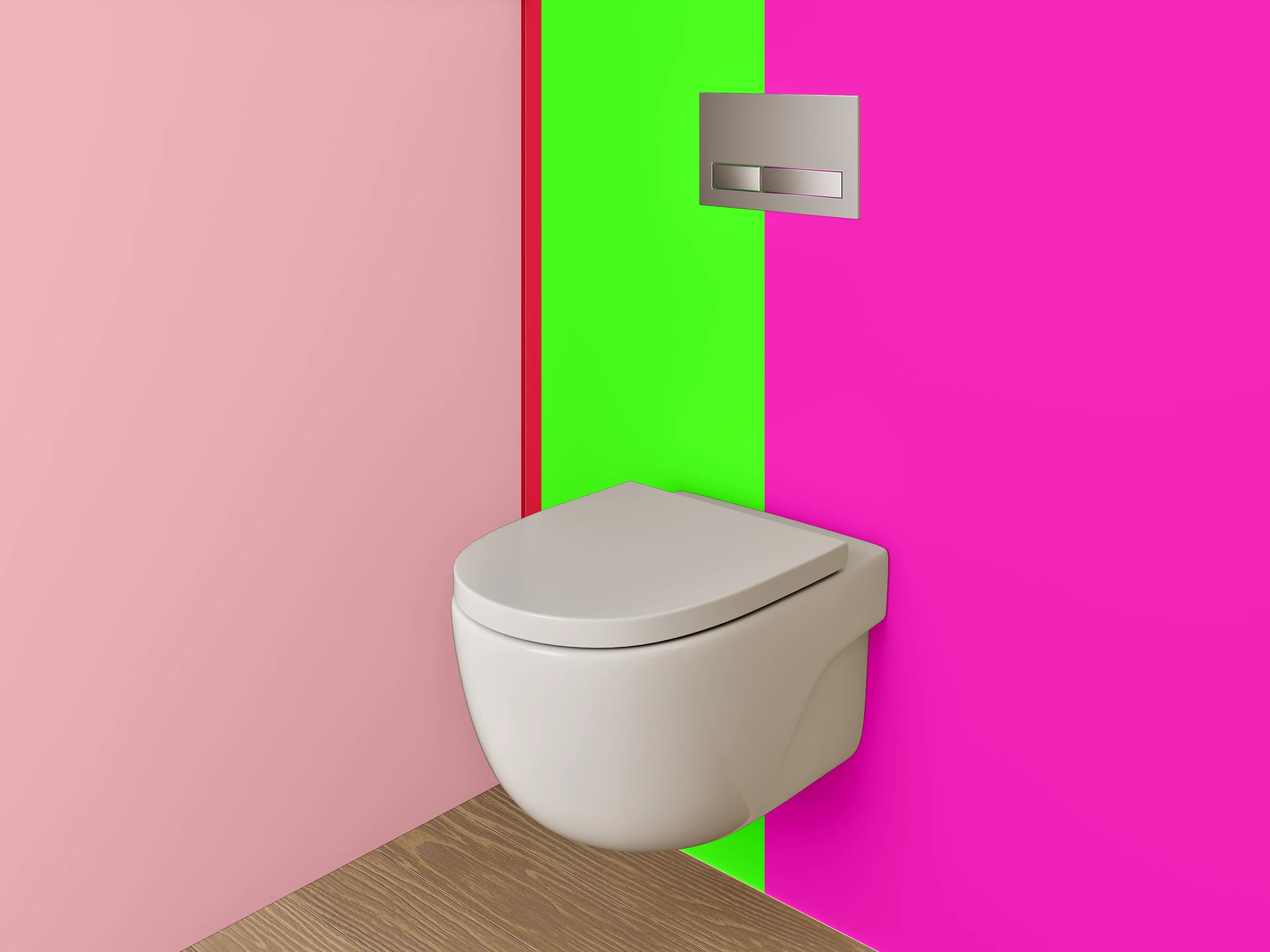 WC-Rückwand - Bunte Farbpalette mit Pink, Grün und Beige