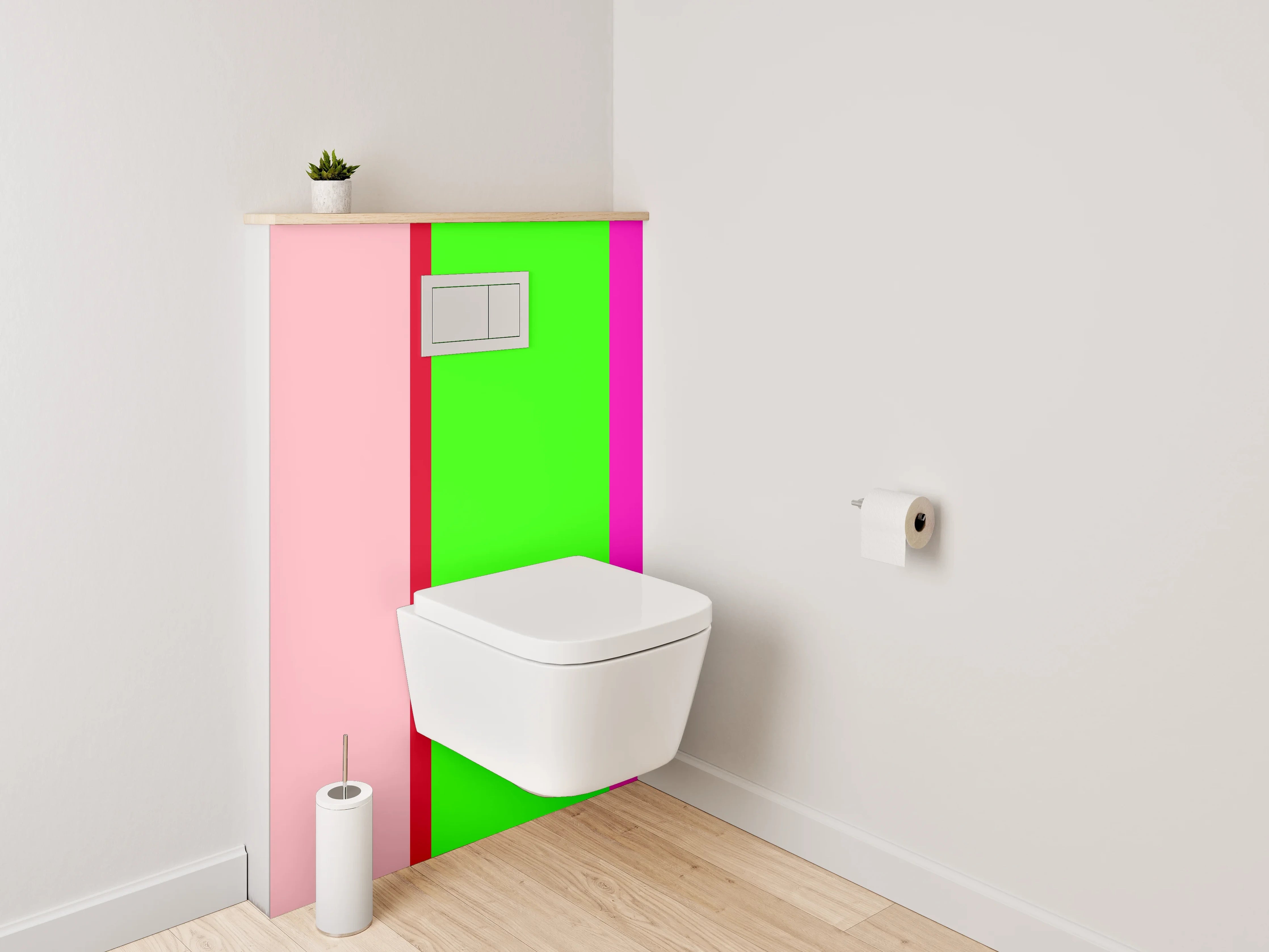 WC-Rückwand - Bunte Farbpalette mit Pink, Grün und Beige