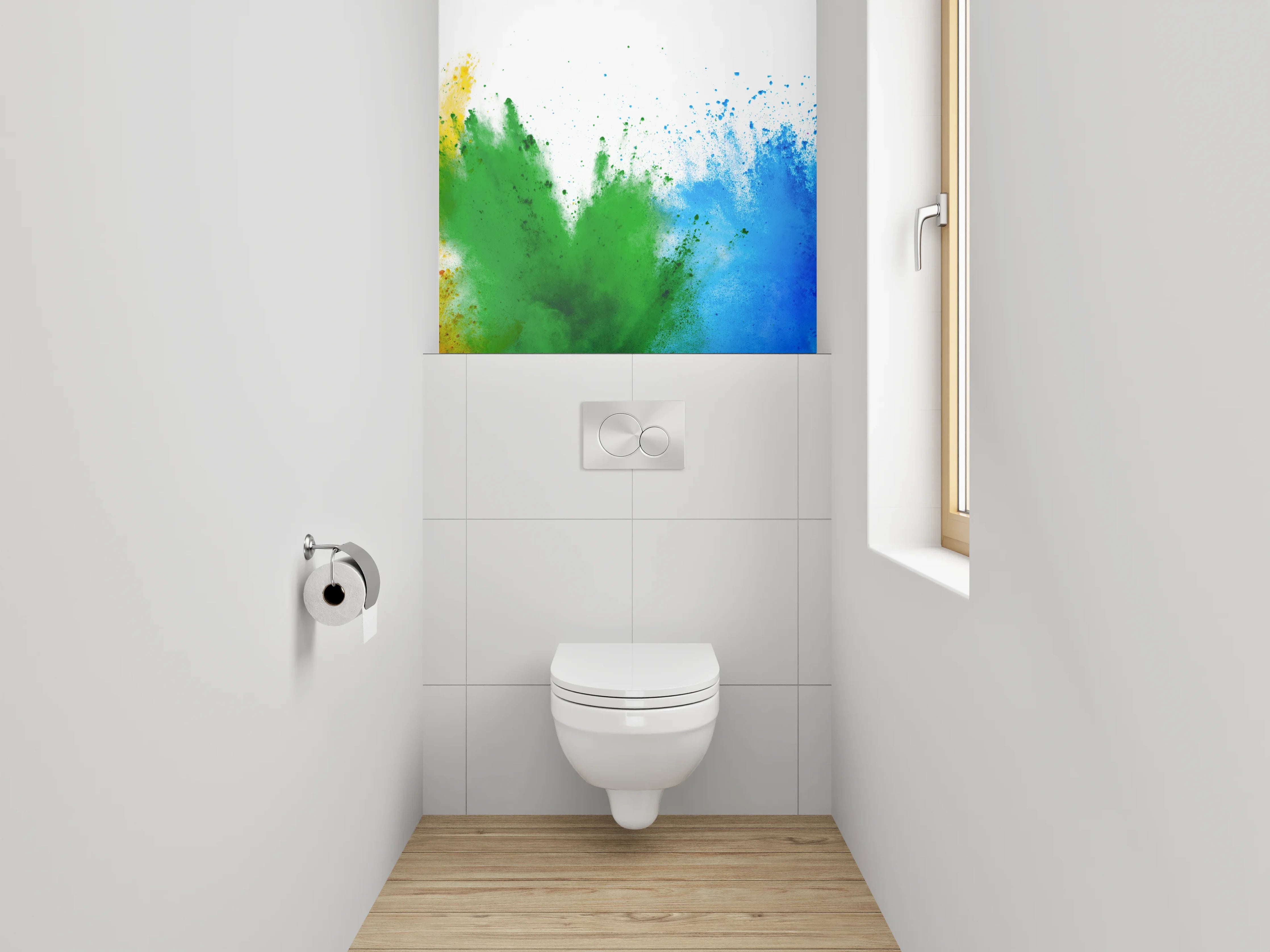 WC-Rückwand - Bunte Farbpulver Explosion Wandbild