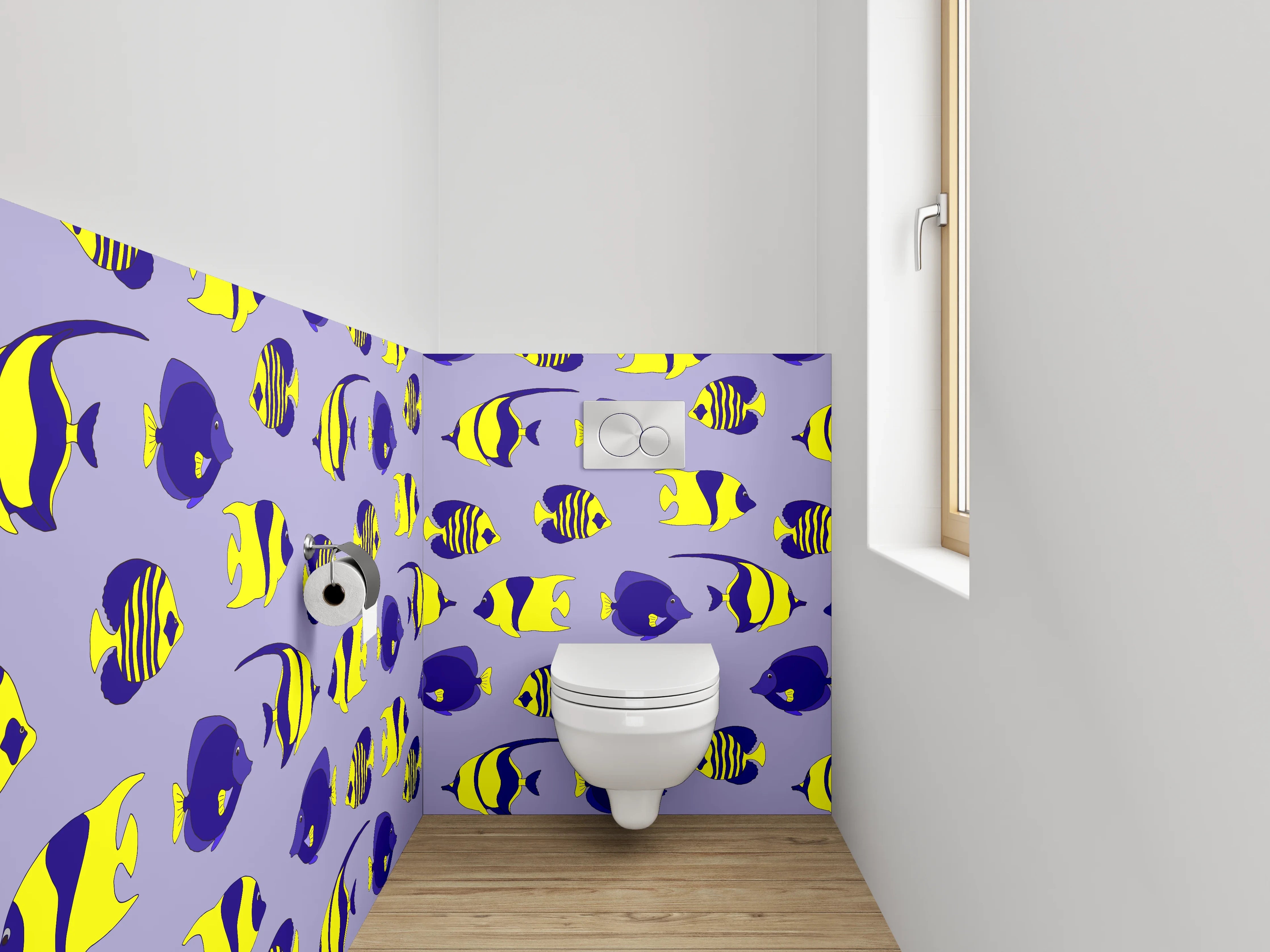 WC-Rückwand - Bunte Fischmuster Meer Illustrationen