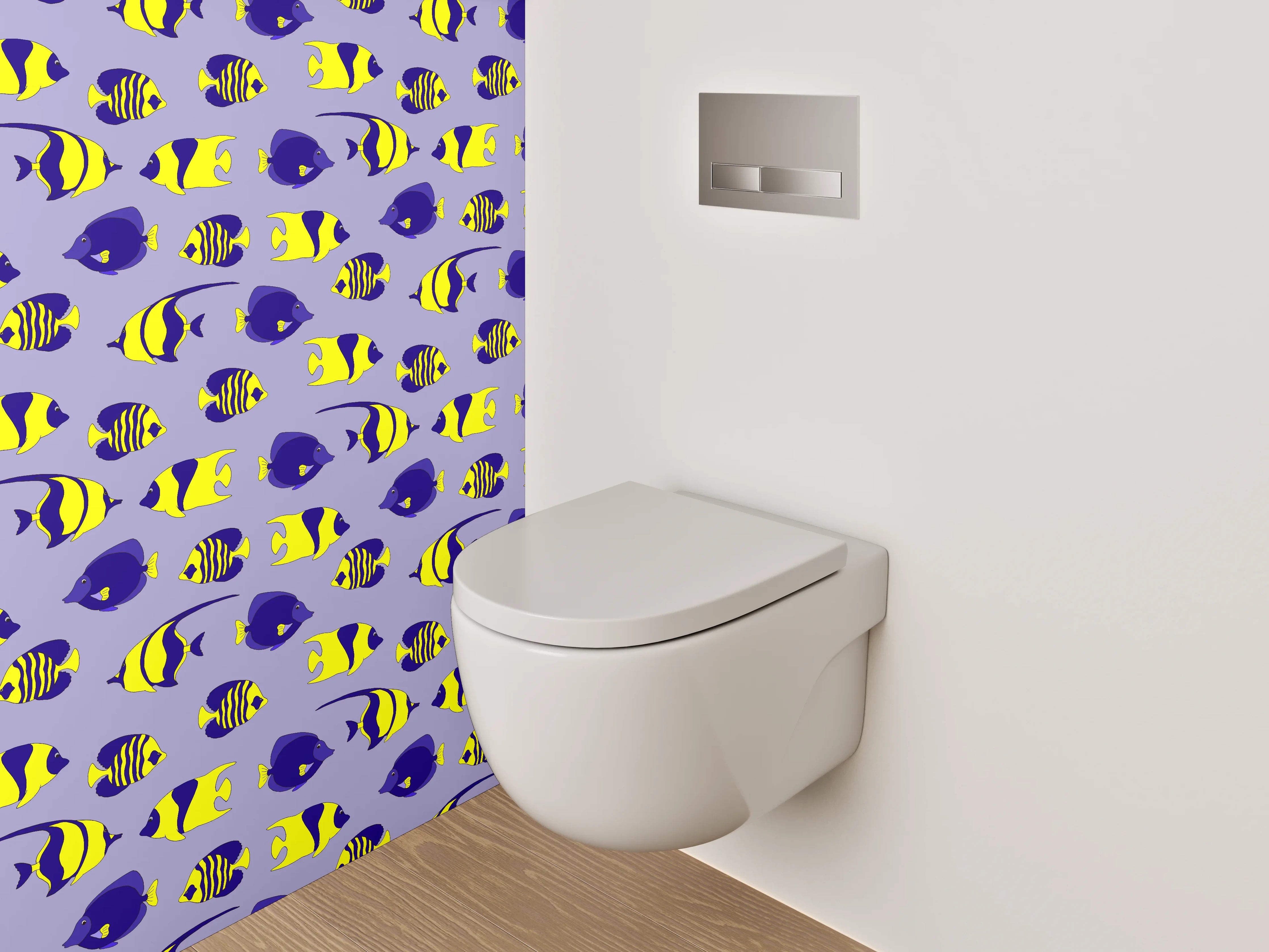 WC-Rückwand - Bunte Fischmuster Meer Illustrationen