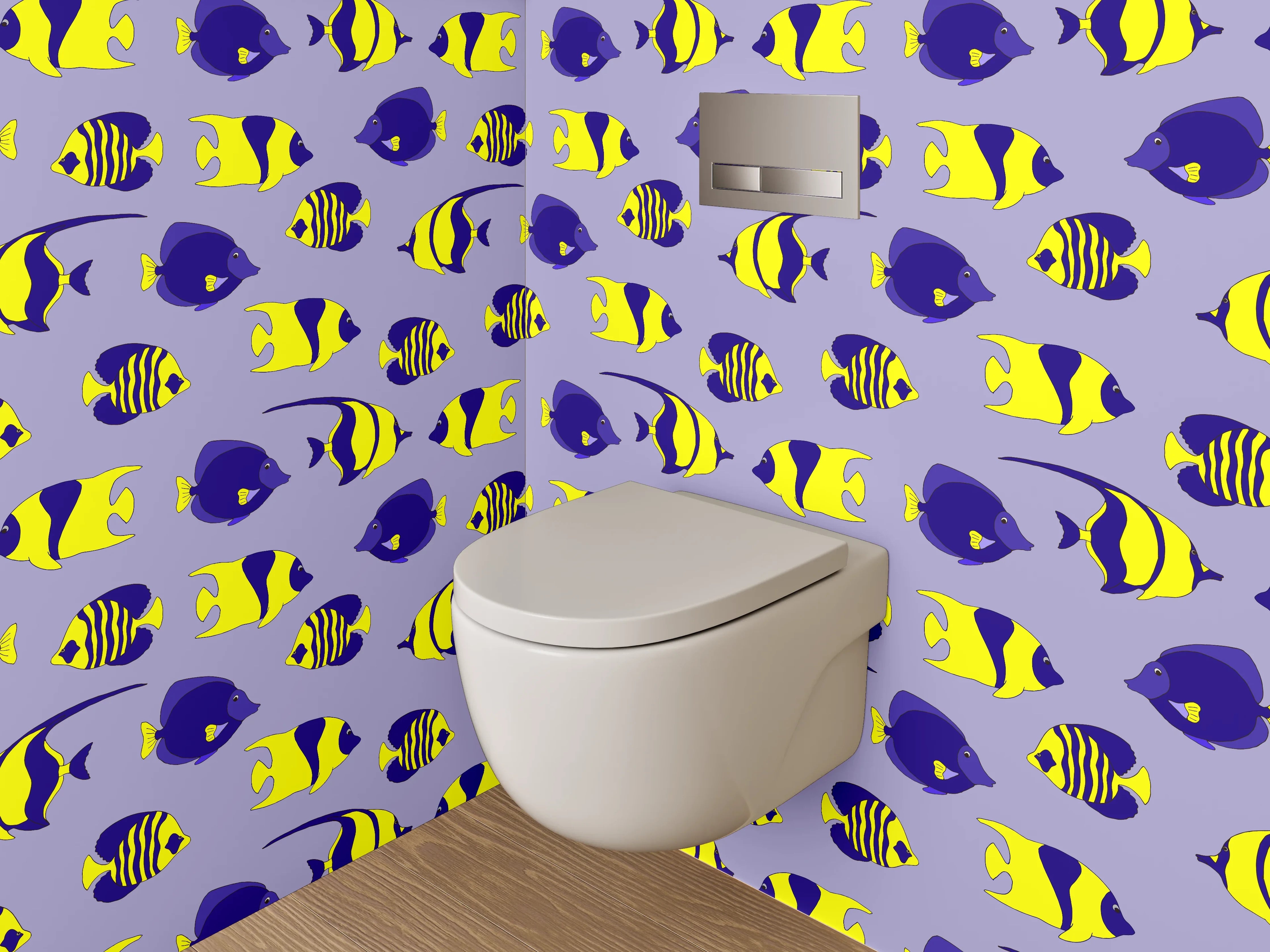 WC-Rückwand - Bunte Fischmuster Meer Illustrationen