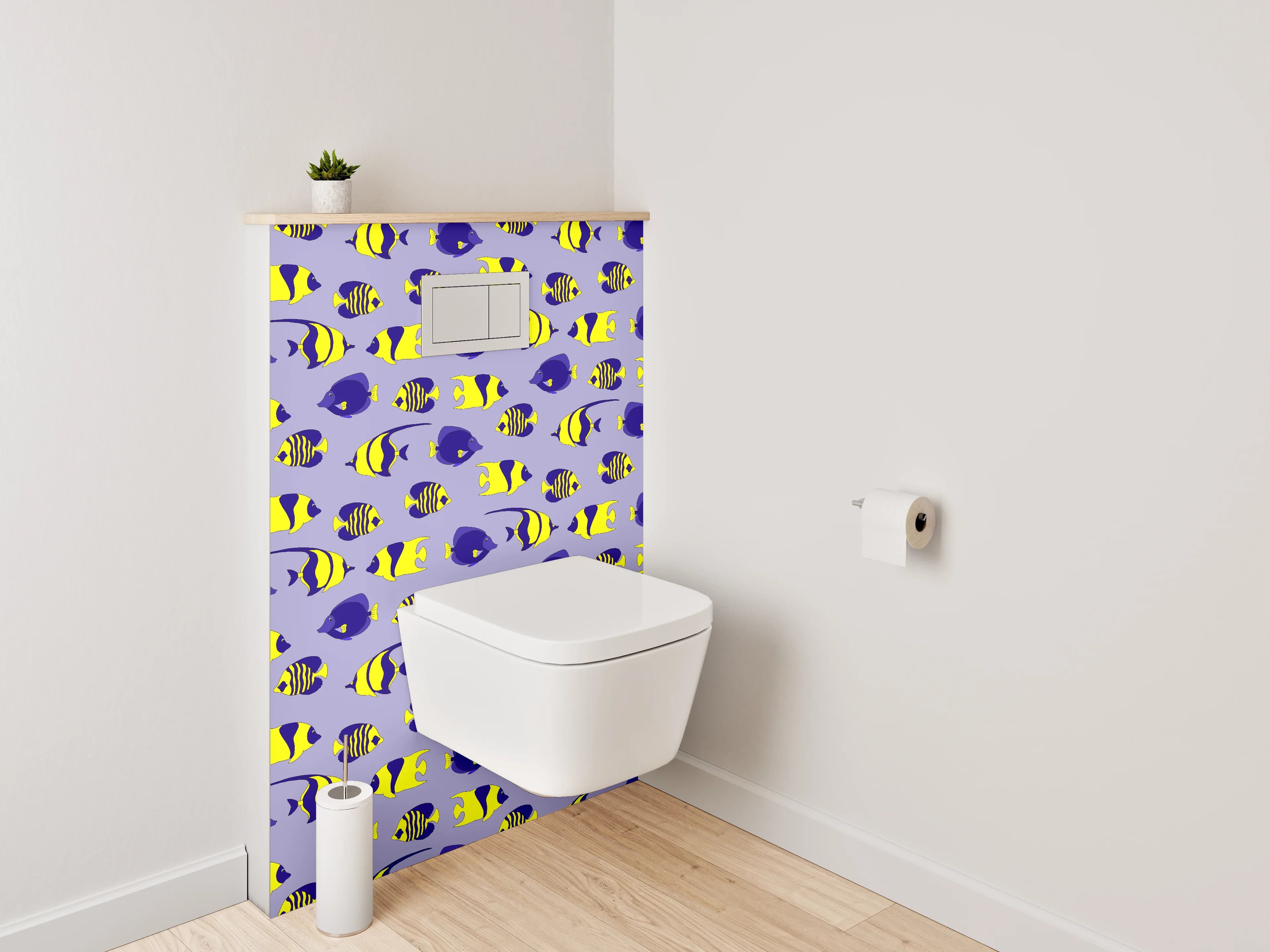 WC-Rückwand - Bunte Fischmuster Meer Illustrationen
