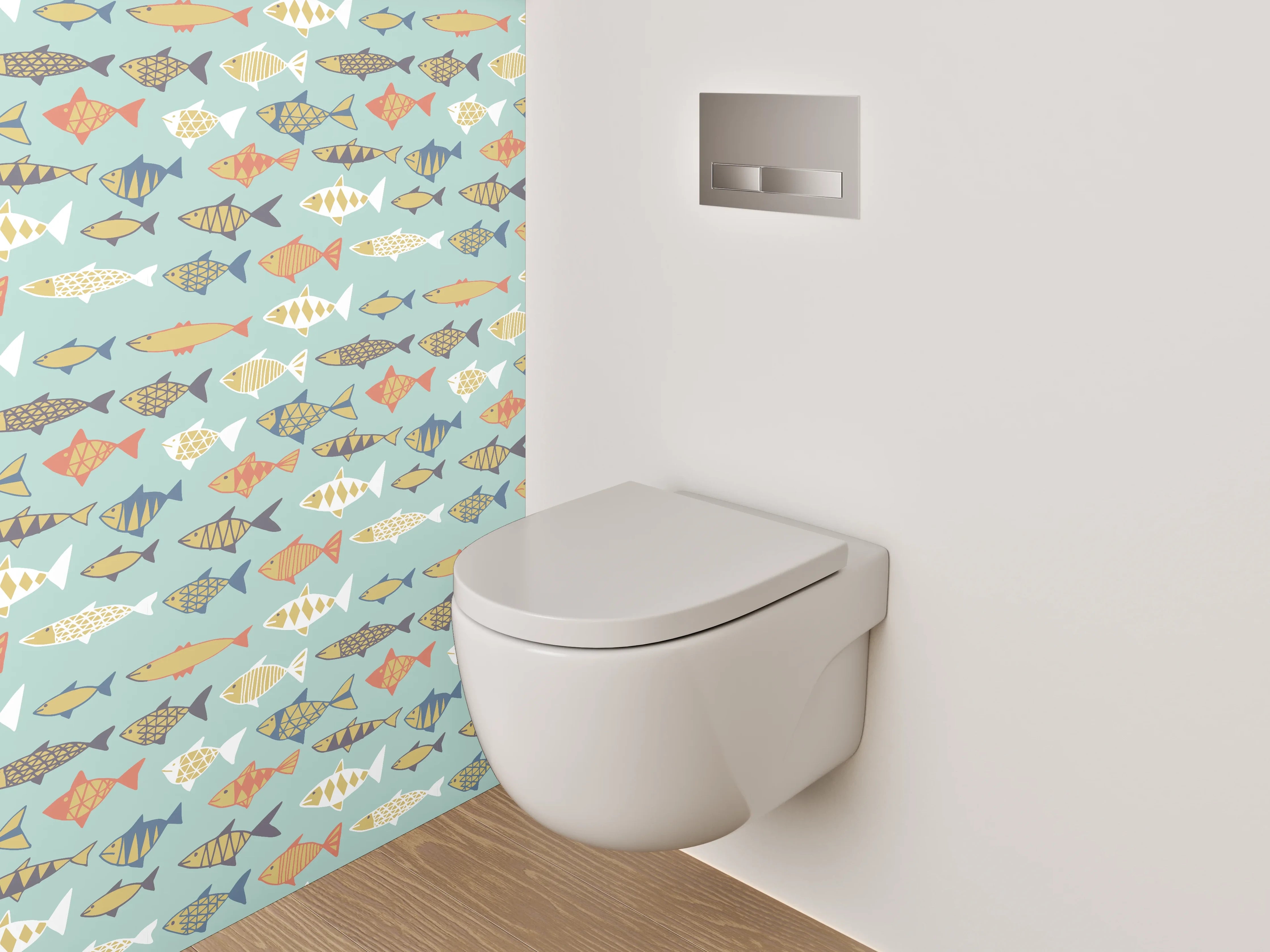 WC-Rückwand - Bunte Fischmuster Tapete maritim