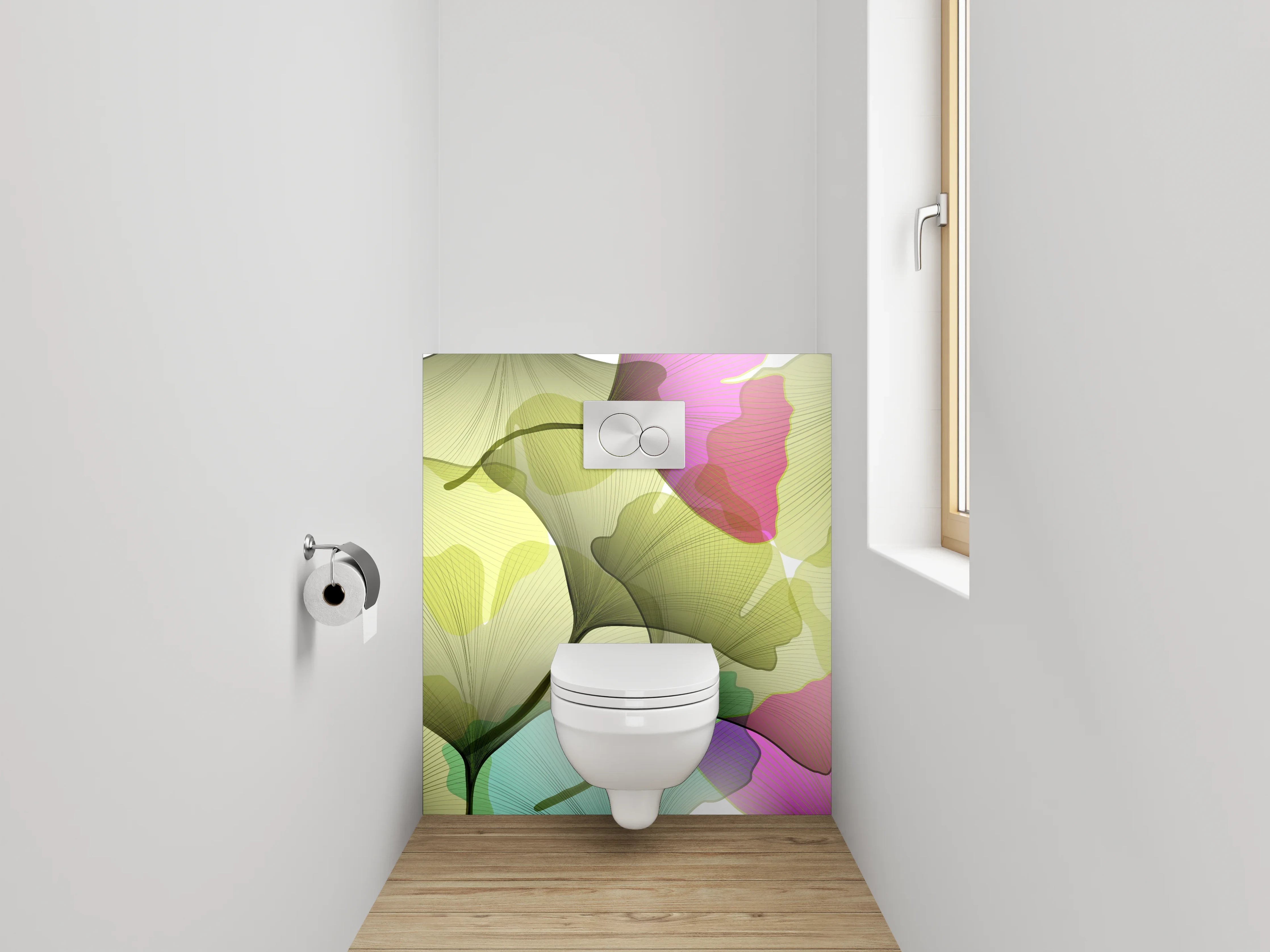 WC-Rückwand - Bunte Ginkgo-Blätter Aquarell