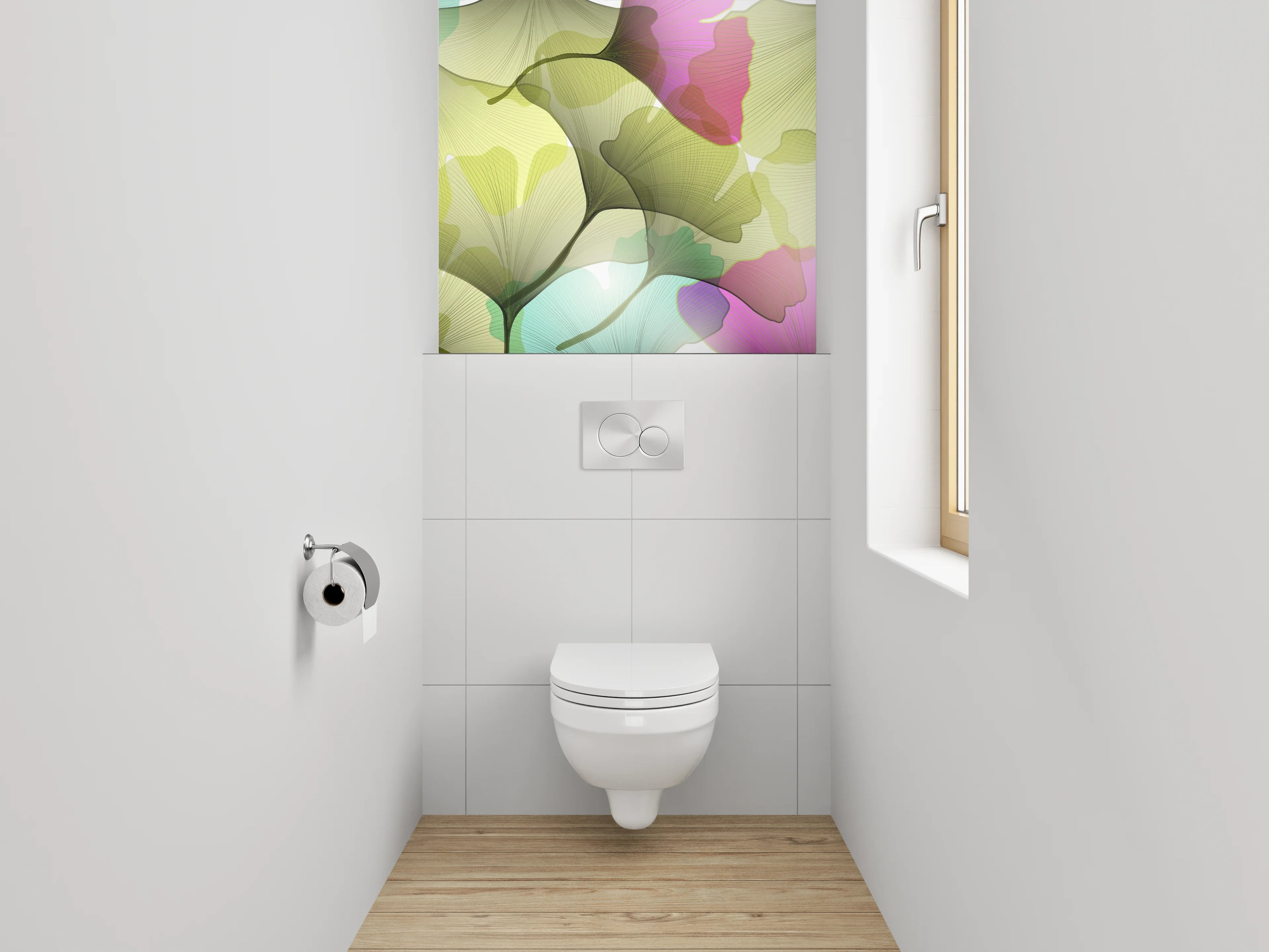 WC-Rückwand - Bunte Ginkgo-Blätter Aquarell