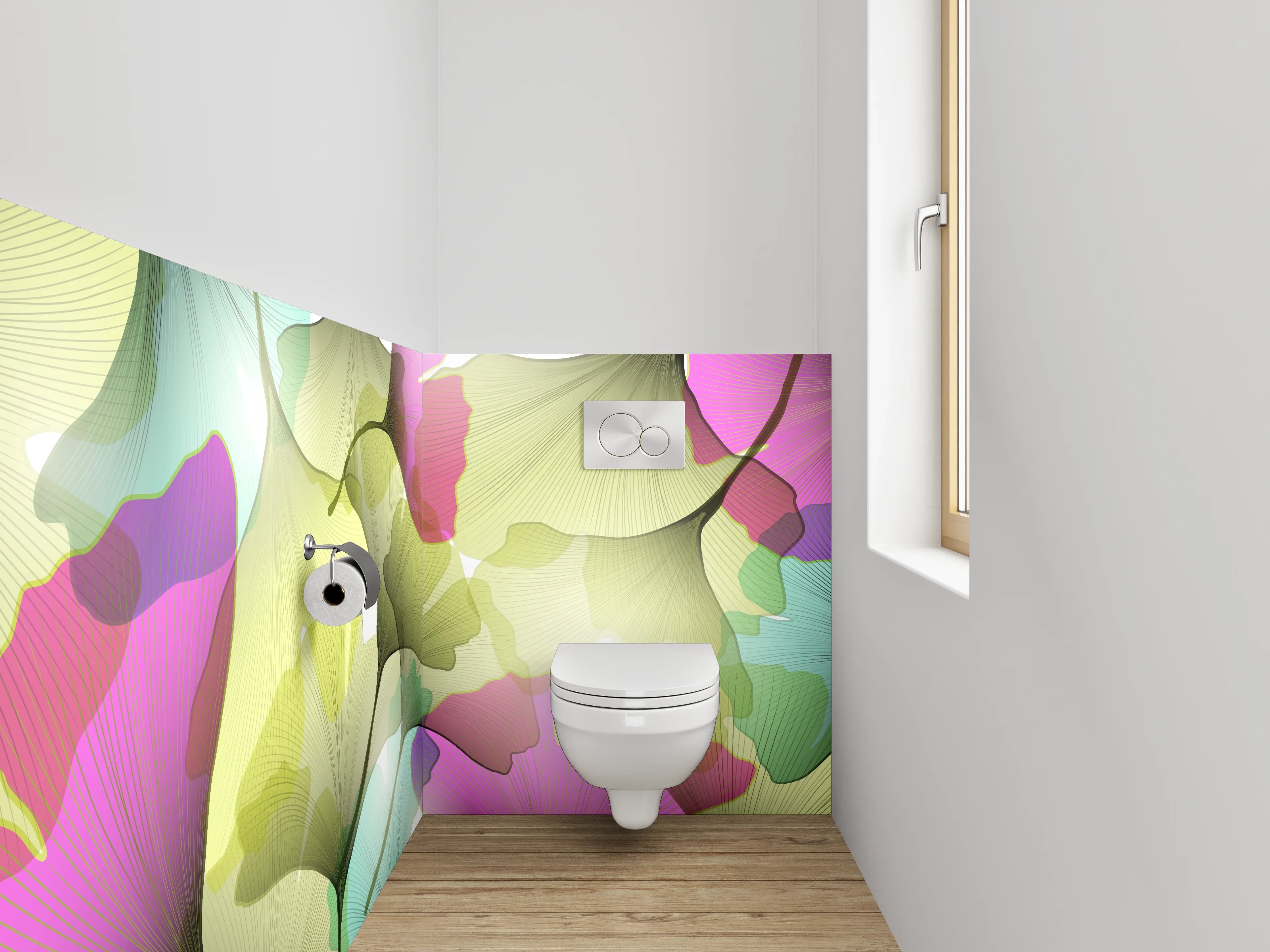 WC-Rückwand - Bunte Ginkgo-Blätter Aquarell