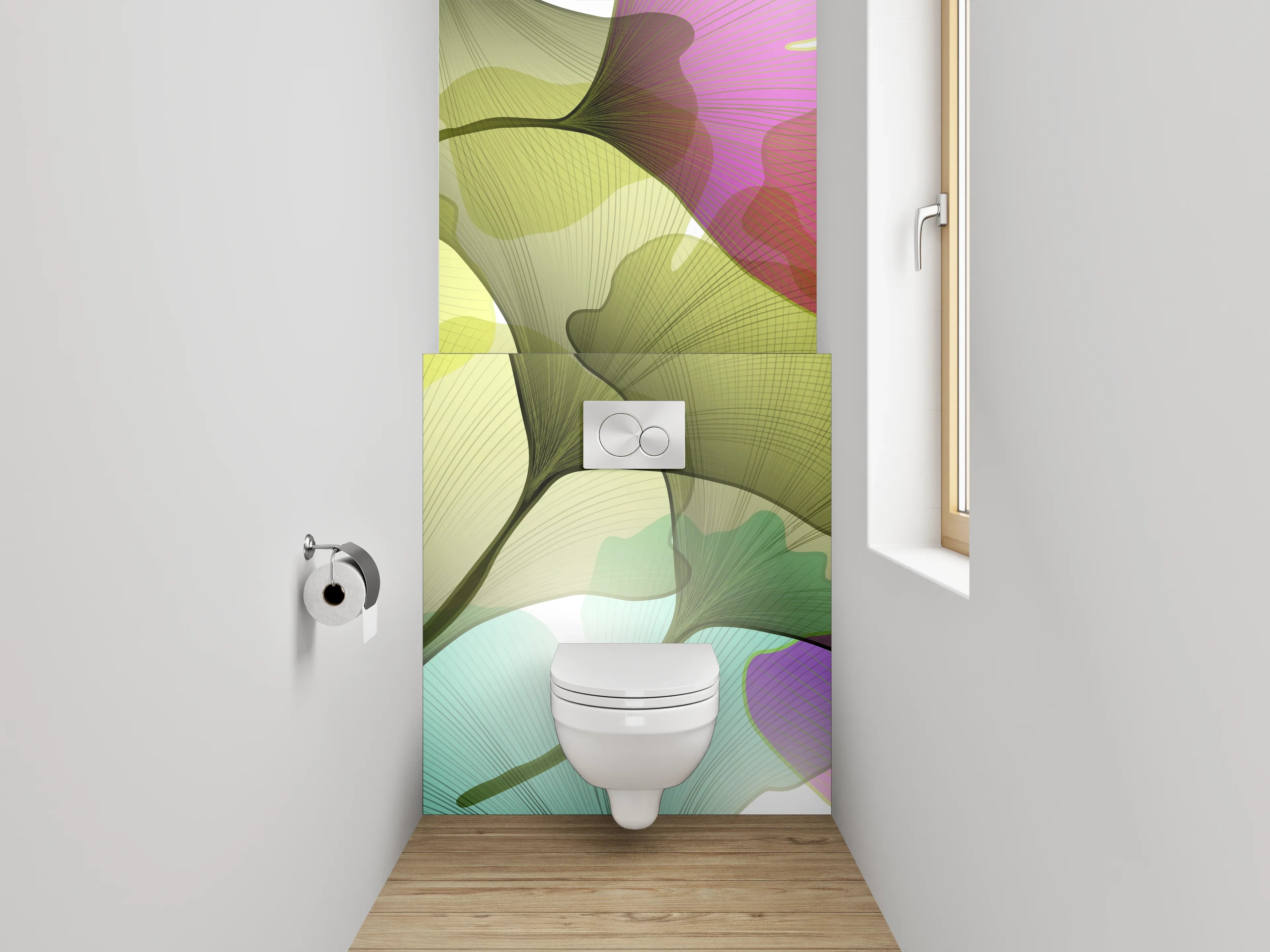 WC-Rückwand - Bunte Ginkgo-Blätter Aquarell