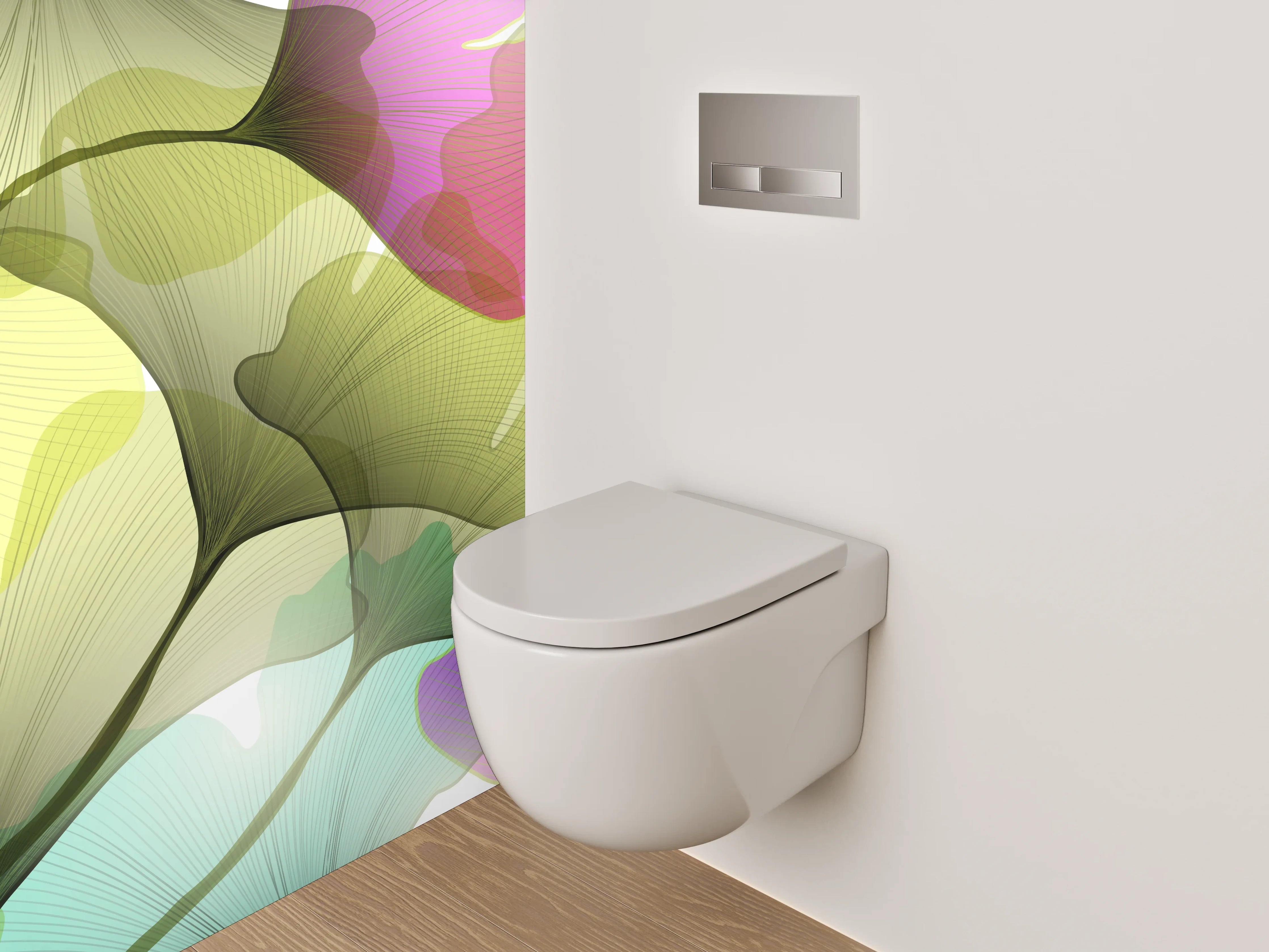 WC-Rückwand - Bunte Ginkgo-Blätter Aquarell
