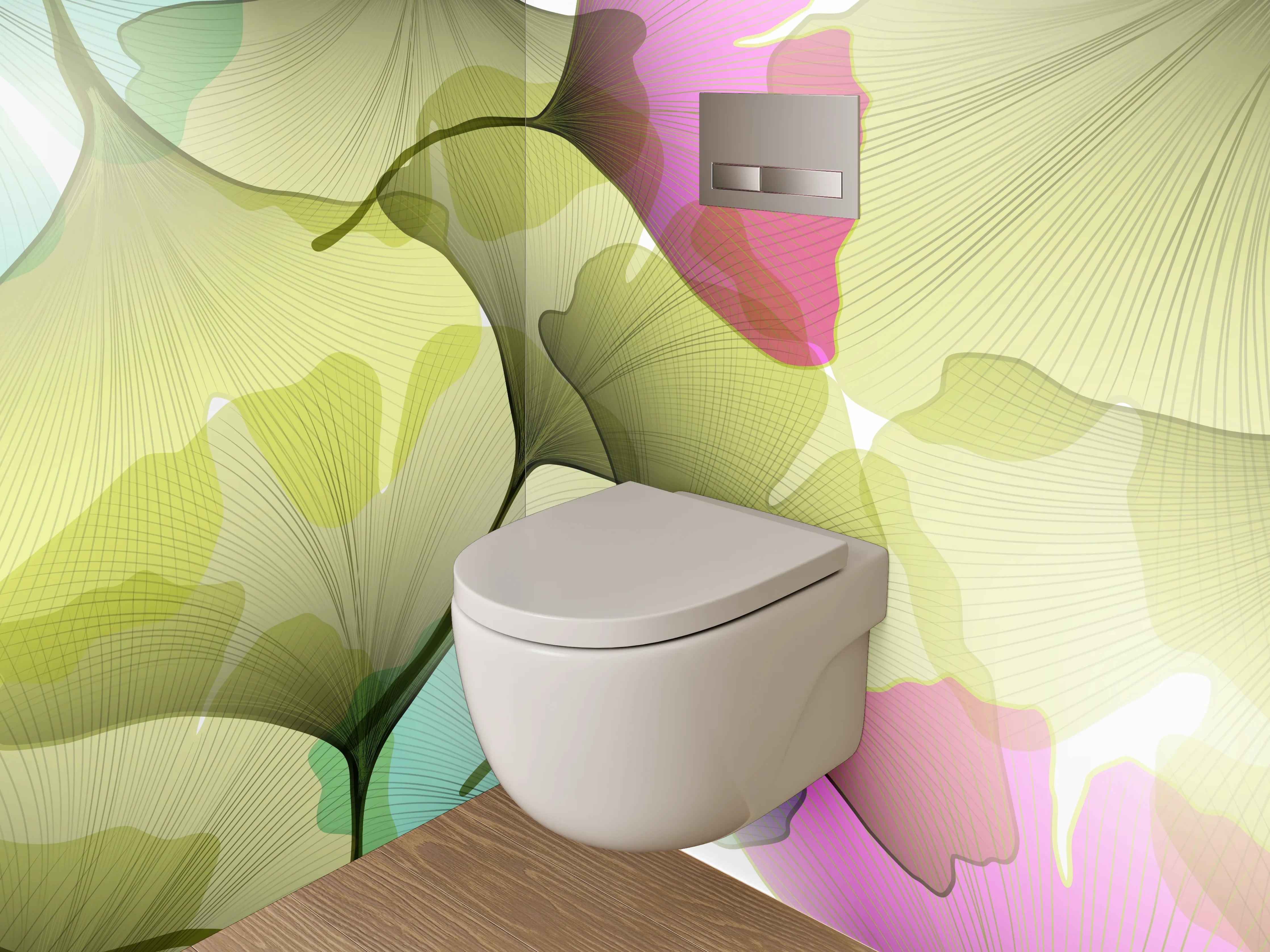 WC-Rückwand - Bunte Ginkgo-Blätter Aquarell