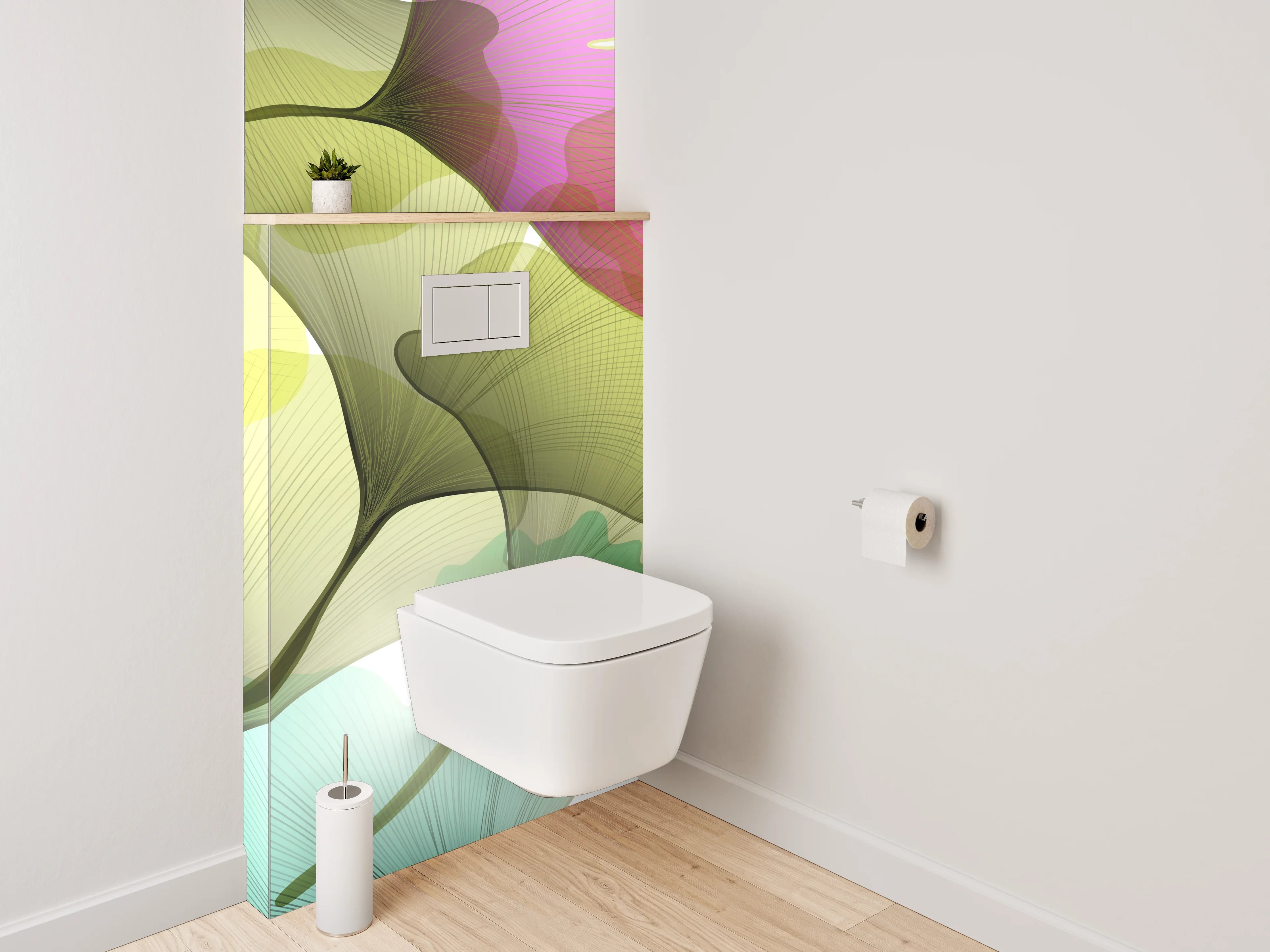 WC-Rückwand - Bunte Ginkgo-Blätter Aquarell