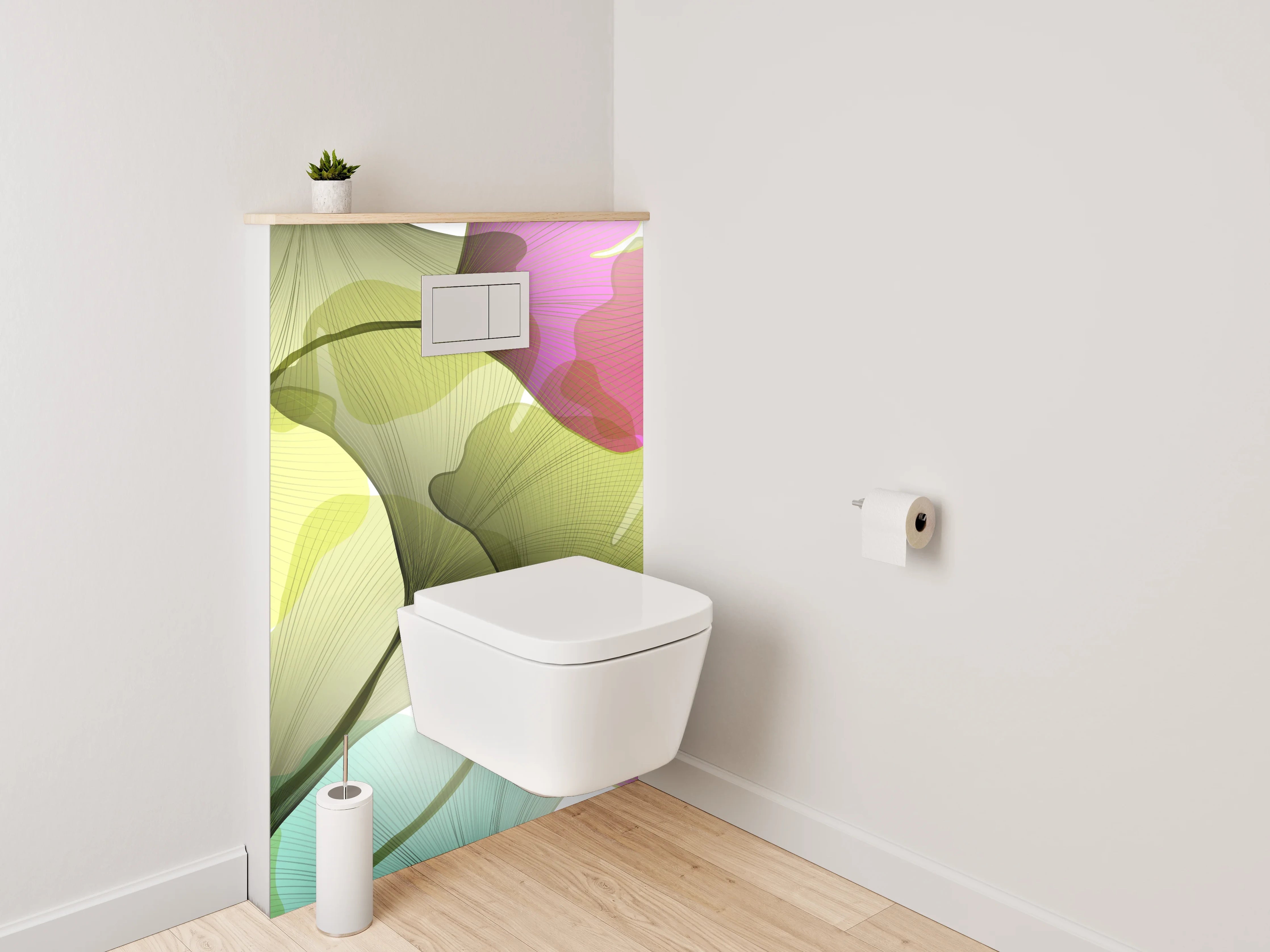WC-Rückwand - Bunte Ginkgo-Blätter Aquarell