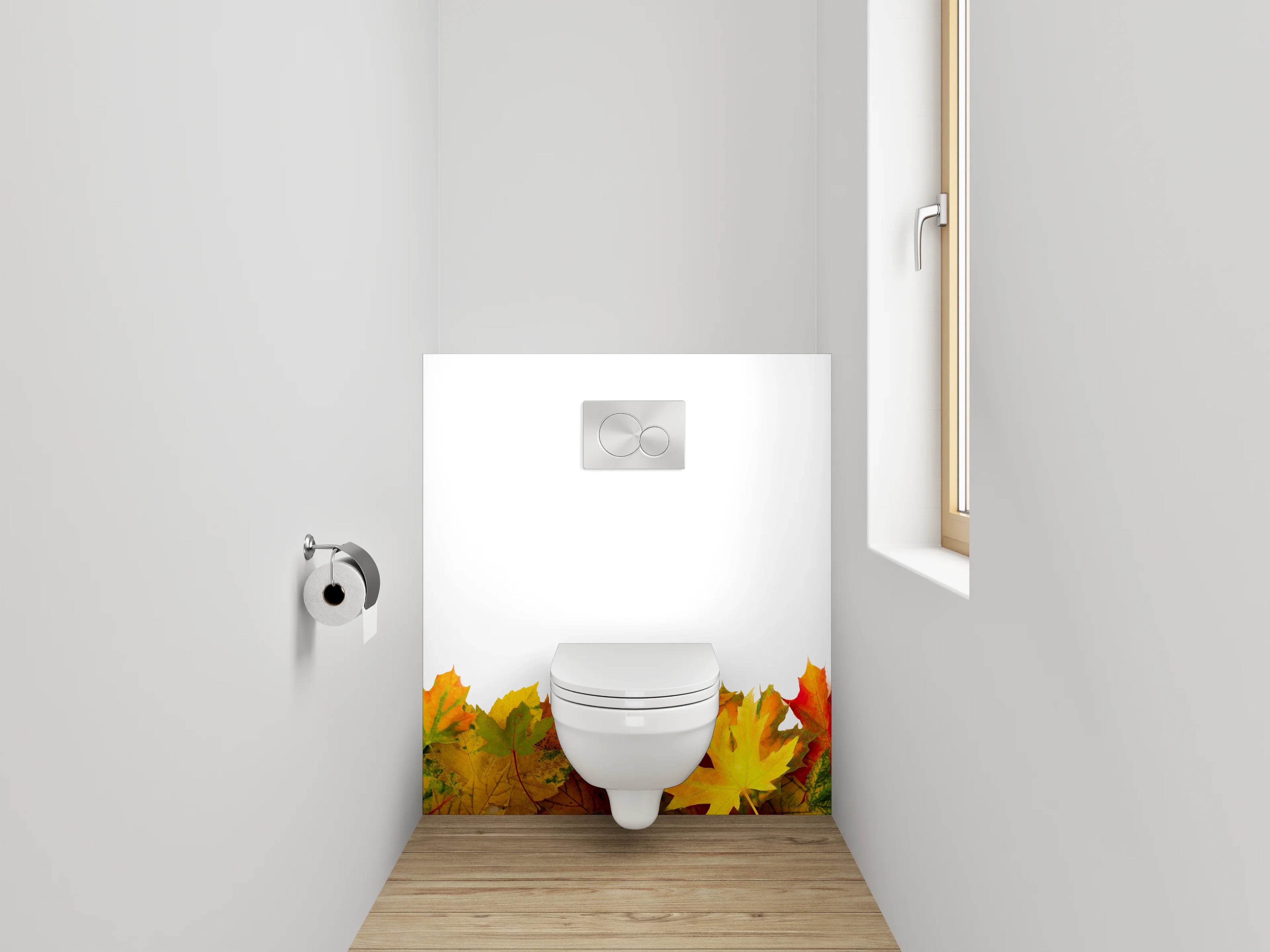 WC-Rückwand - Bunte Herbstblätter Bordüre Naturdeko
