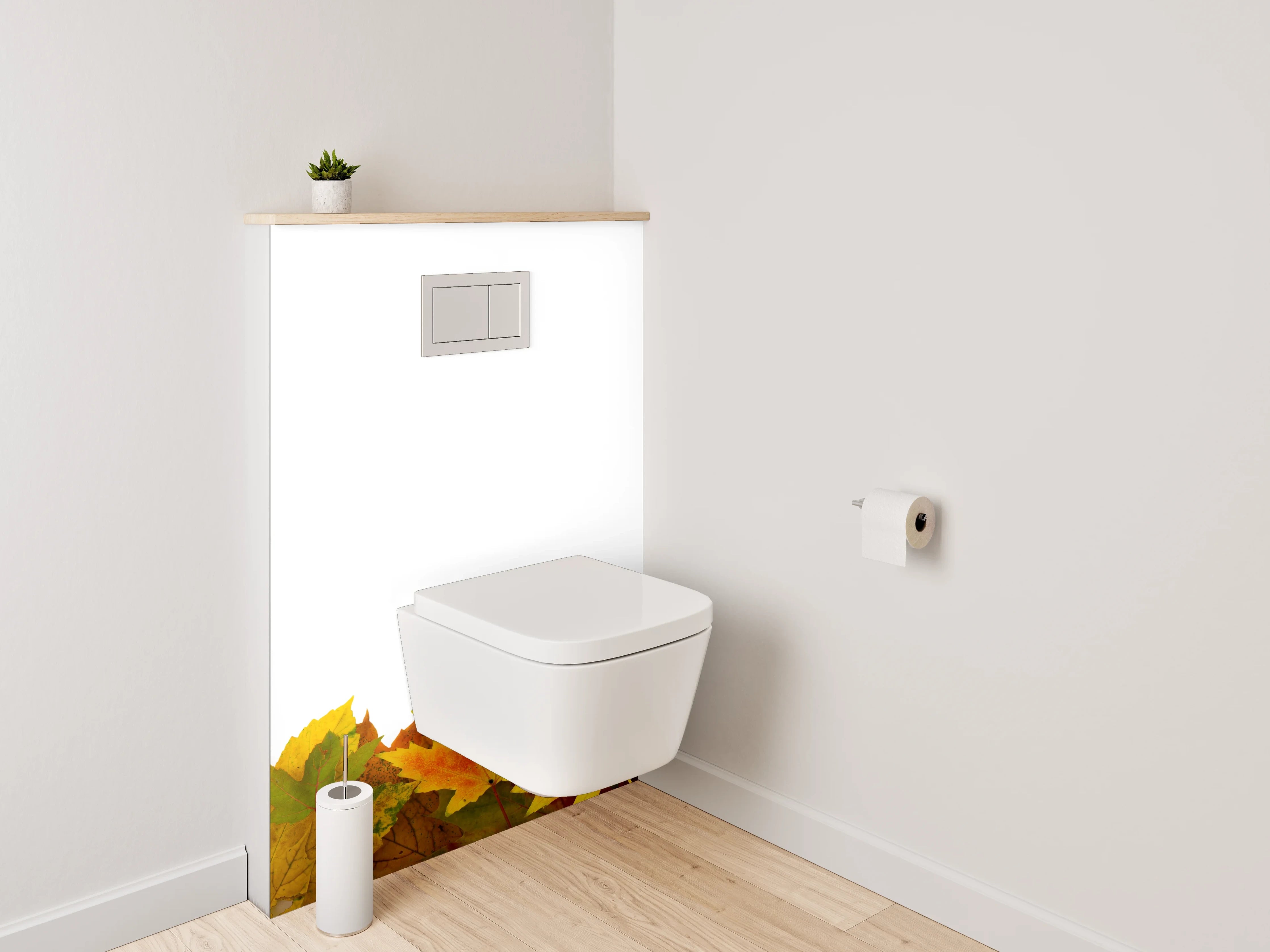 WC-Rückwand - Bunte Herbstblätter Bordüre Naturdeko
