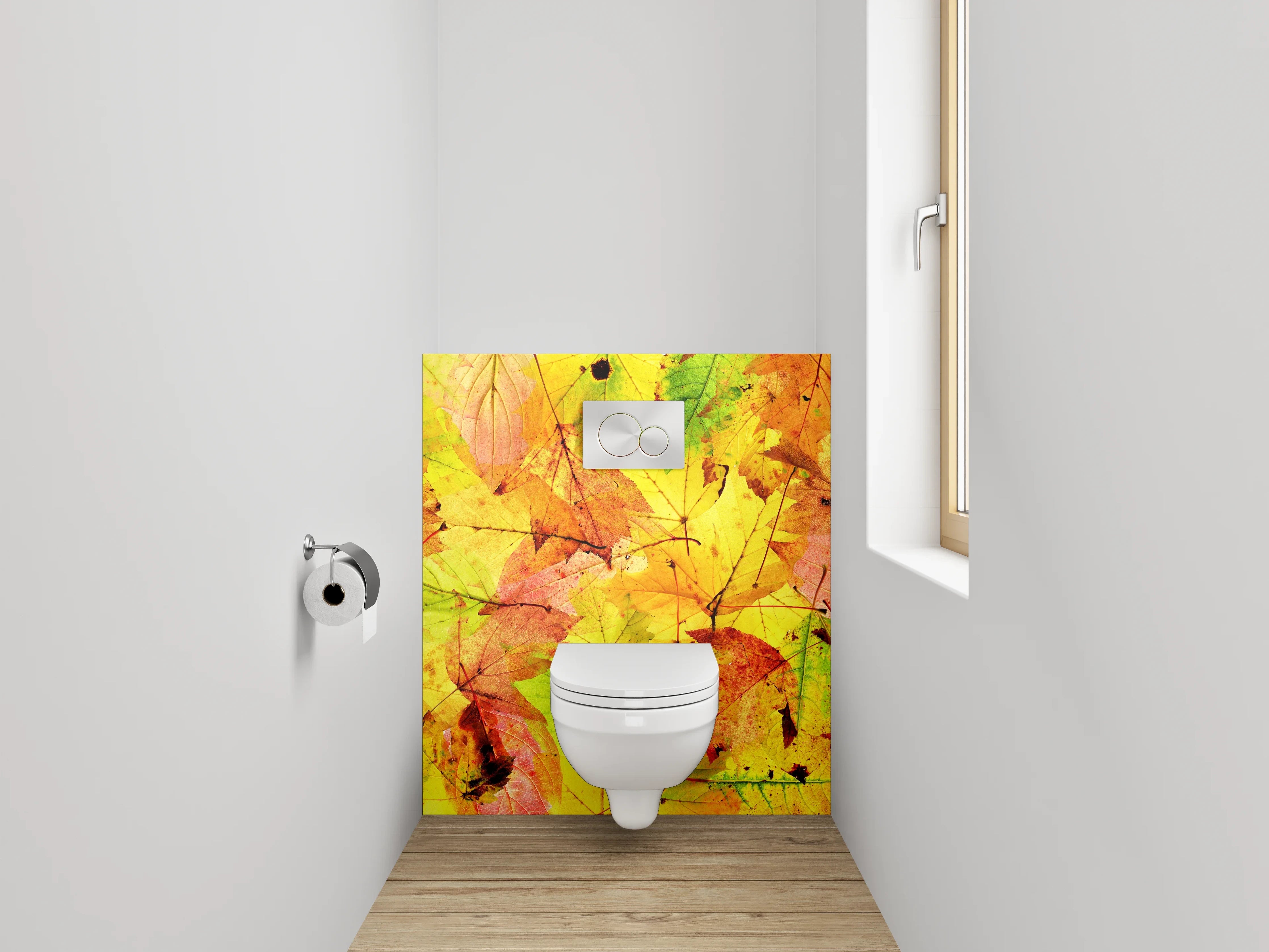 WC-Rückwand - Bunte Herbstblätter – Natur Collage