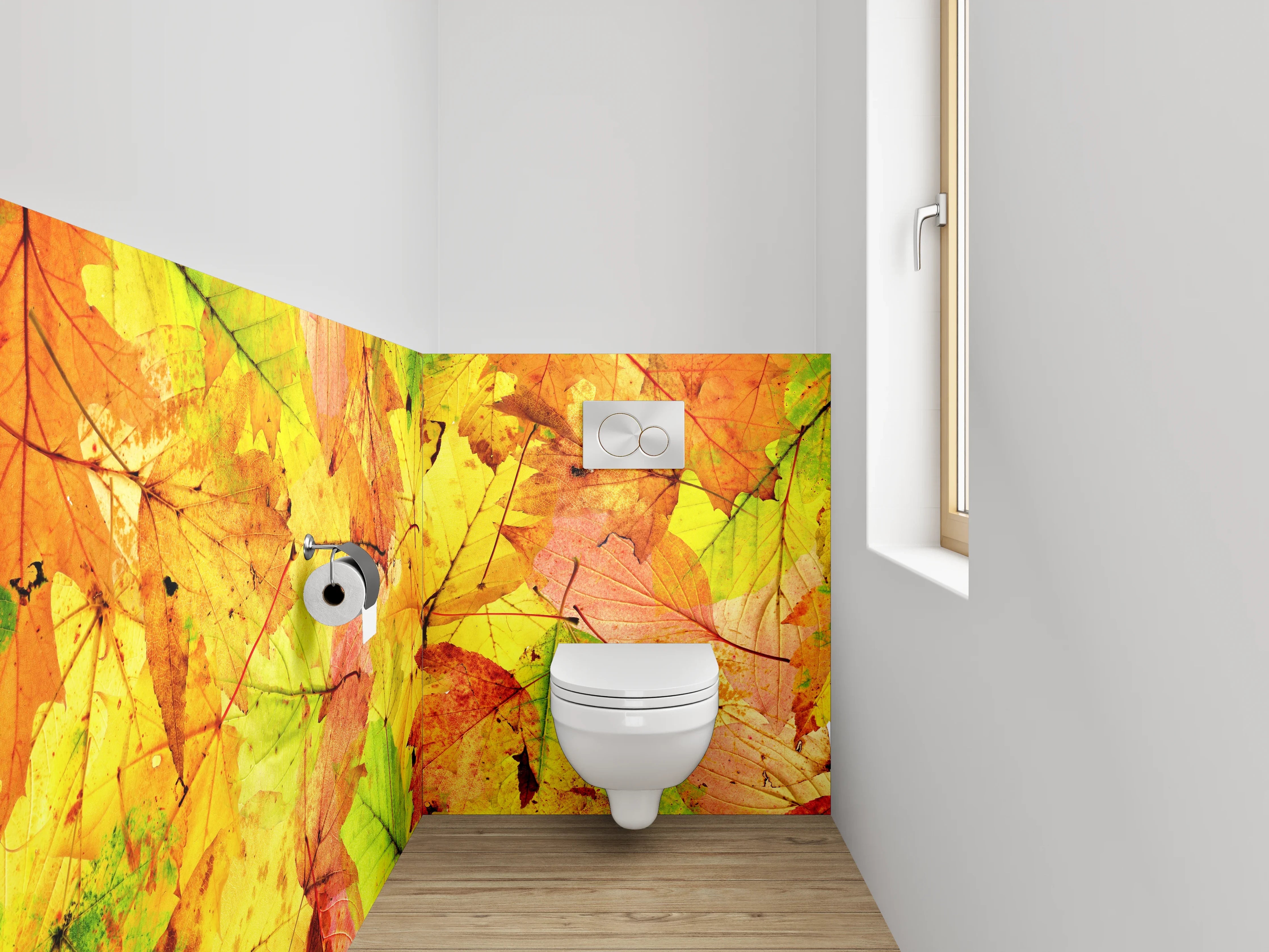 WC-Rückwand - Bunte Herbstblätter – Natur Collage