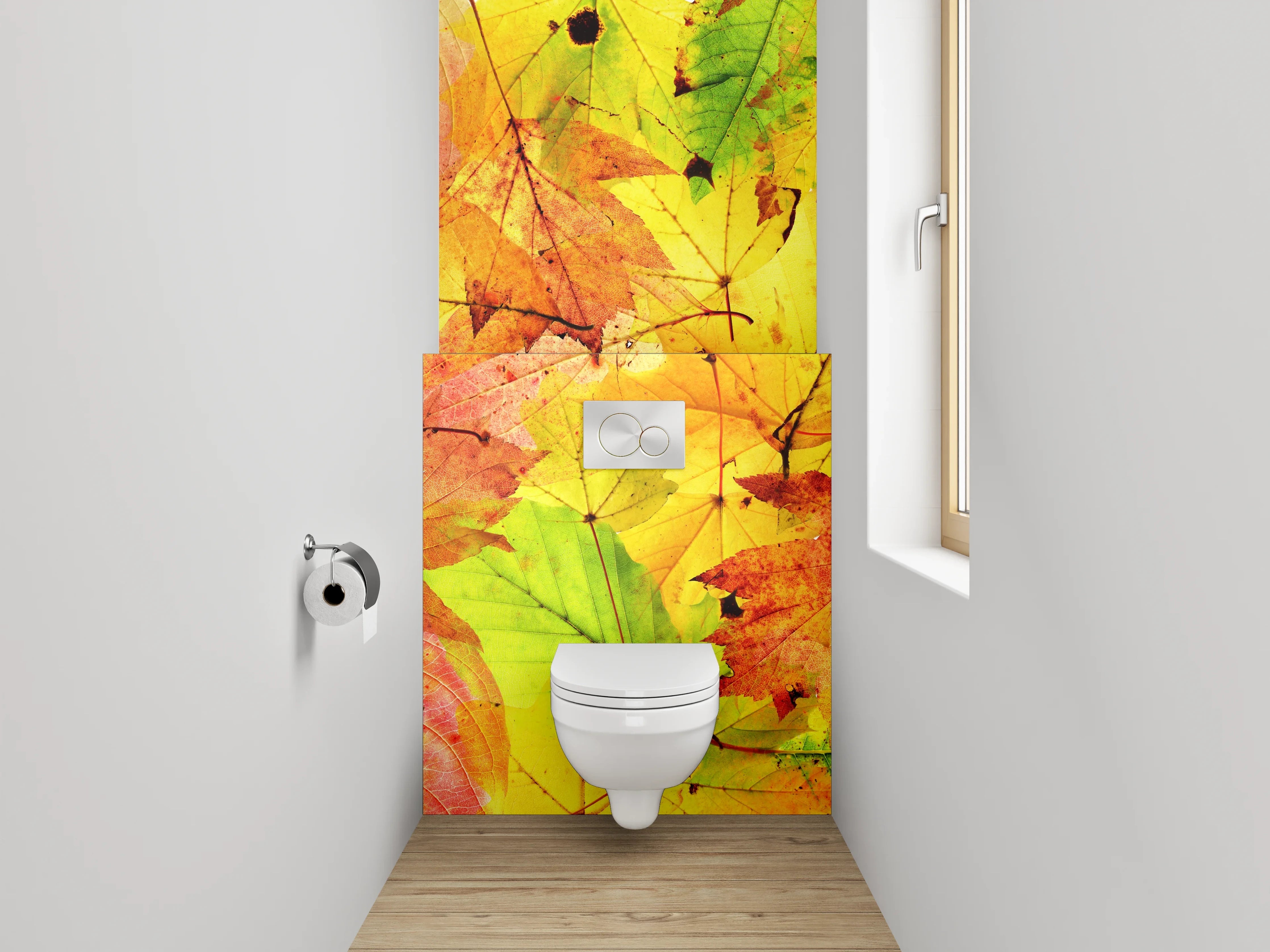 WC-Rückwand - Bunte Herbstblätter – Natur Collage