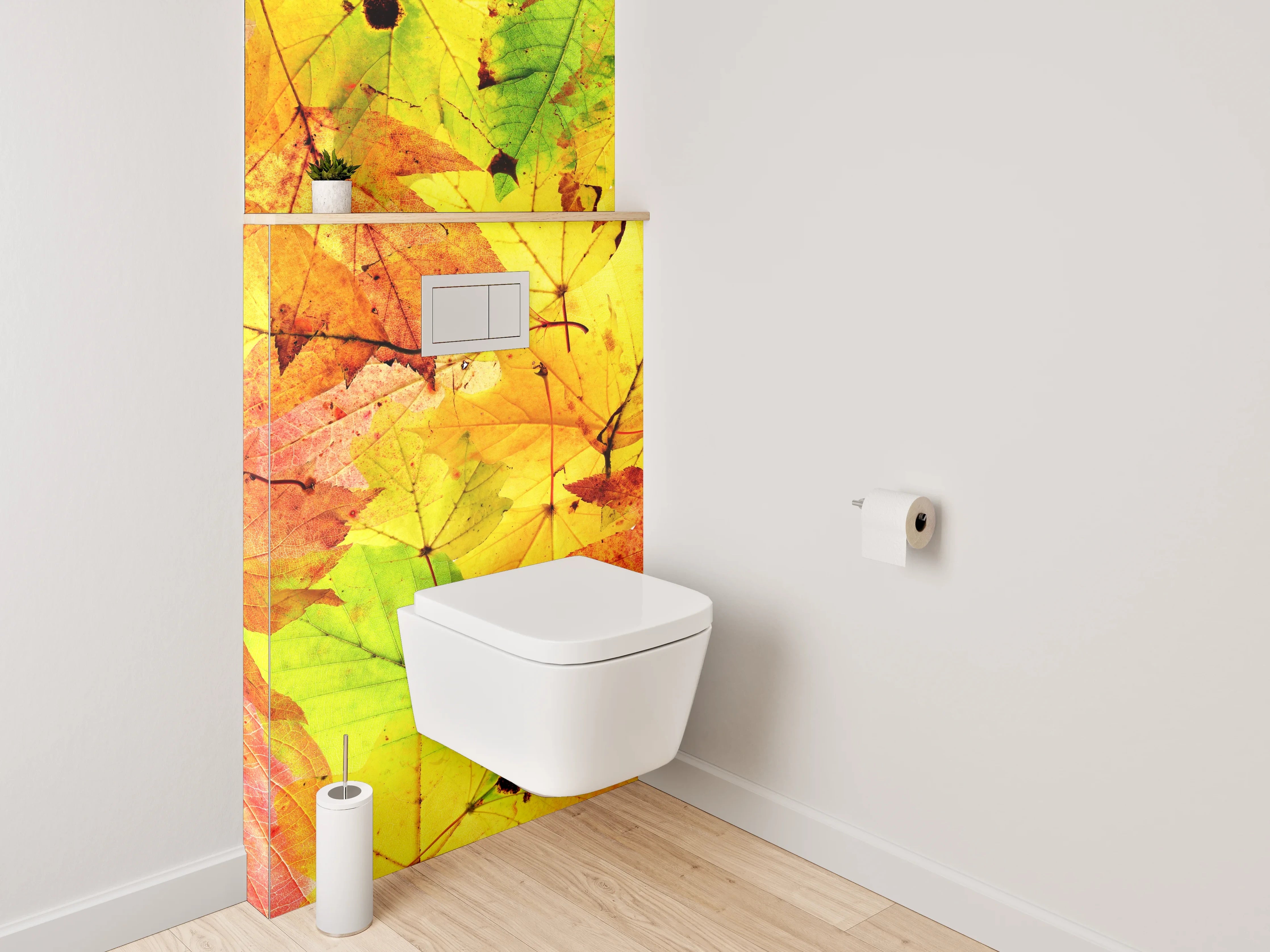 WC-Rückwand - Bunte Herbstblätter – Natur Collage