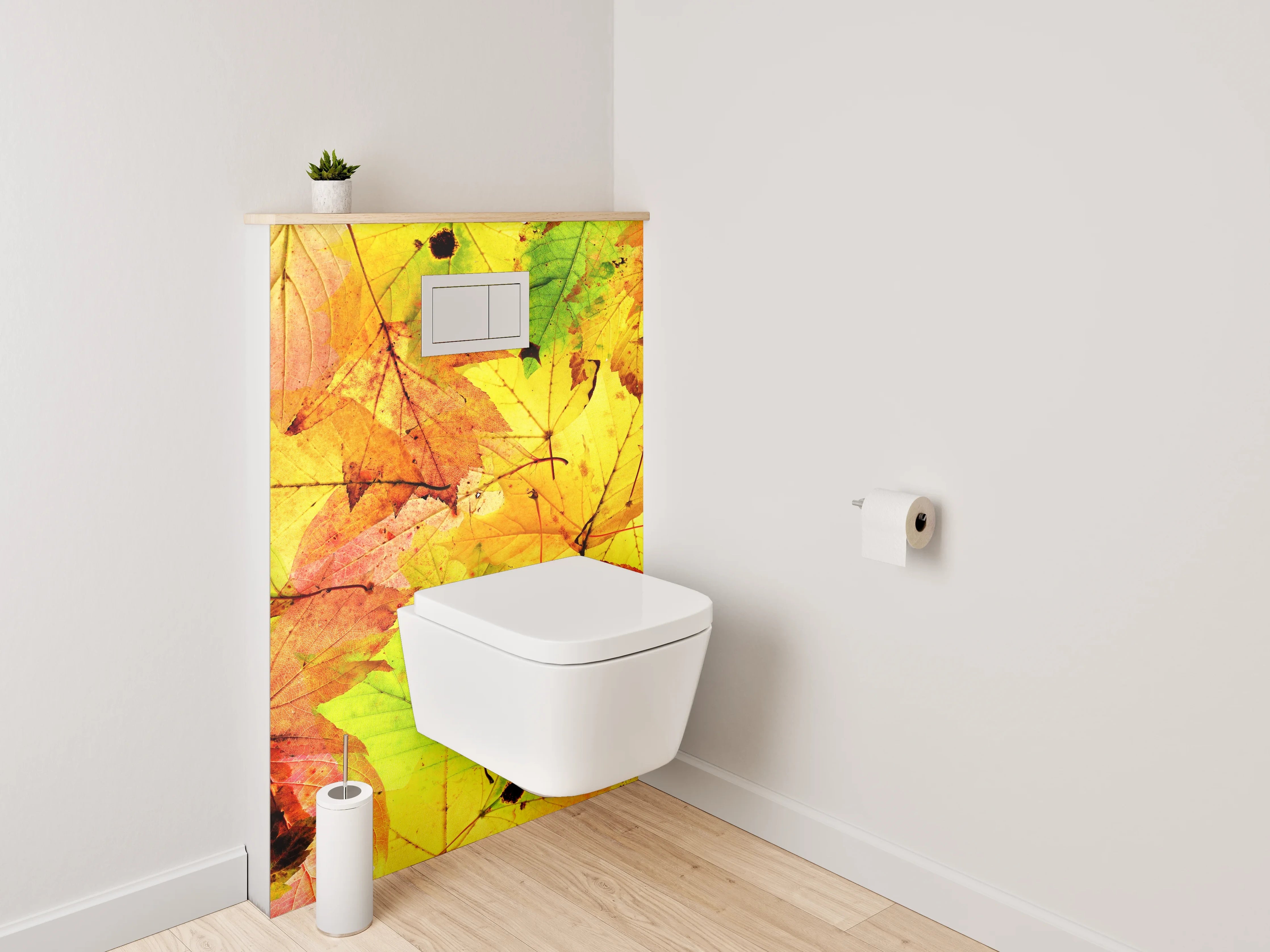 WC-Rückwand - Bunte Herbstblätter – Natur Collage