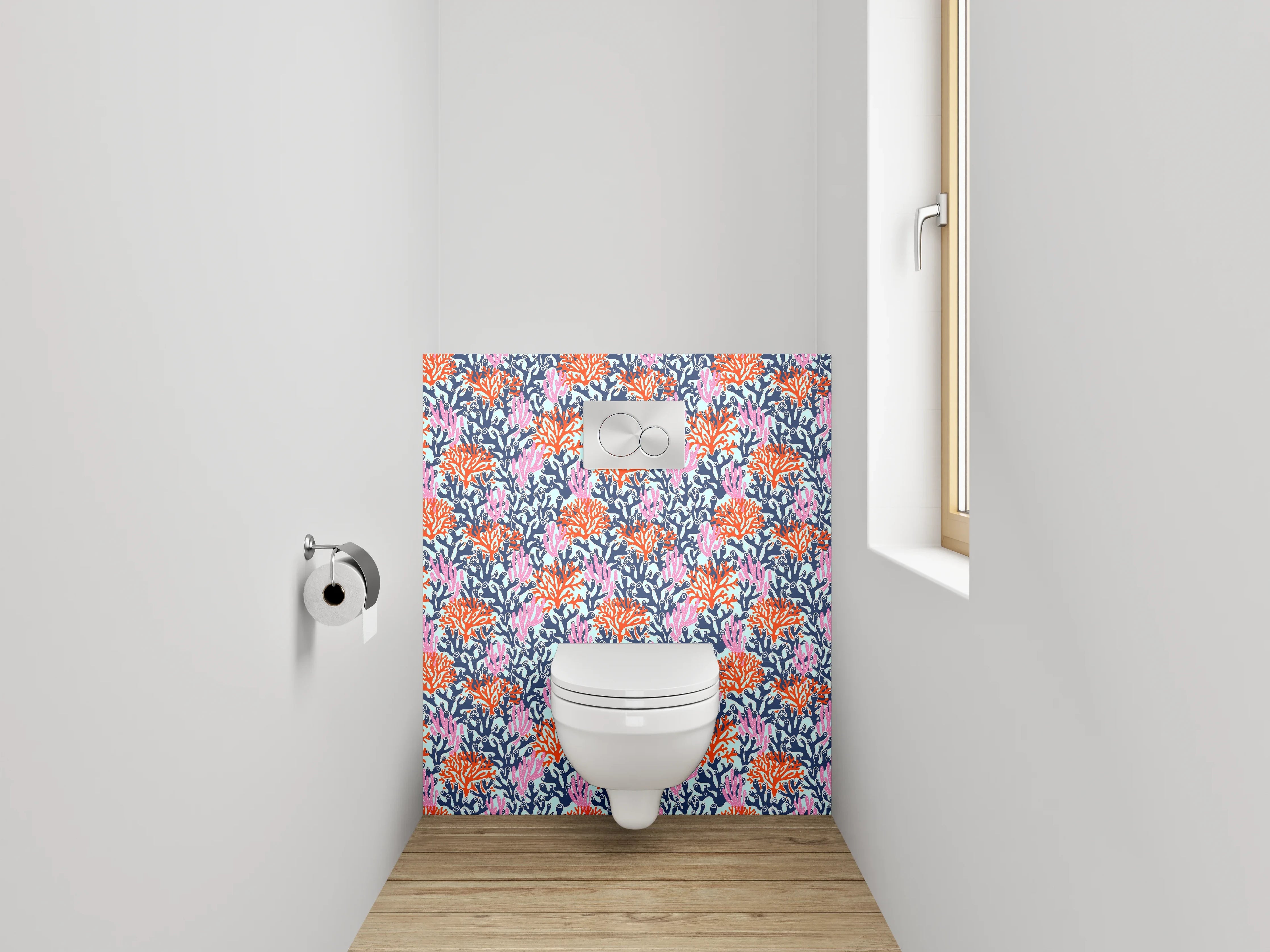 WC-Rückwand - Bunte Korallenmuster Meer Design