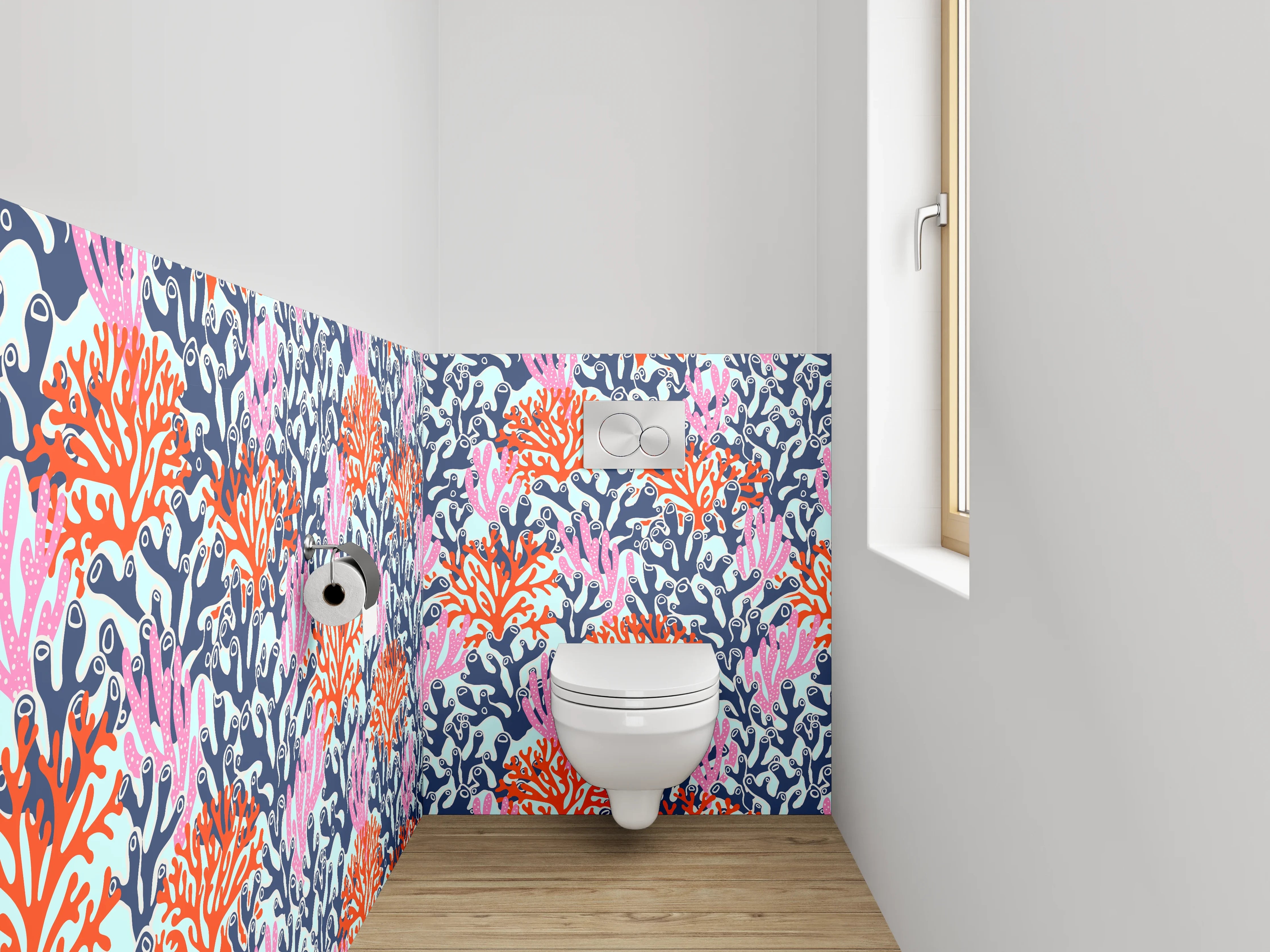 WC-Rückwand - Bunte Korallenmuster Meer Design