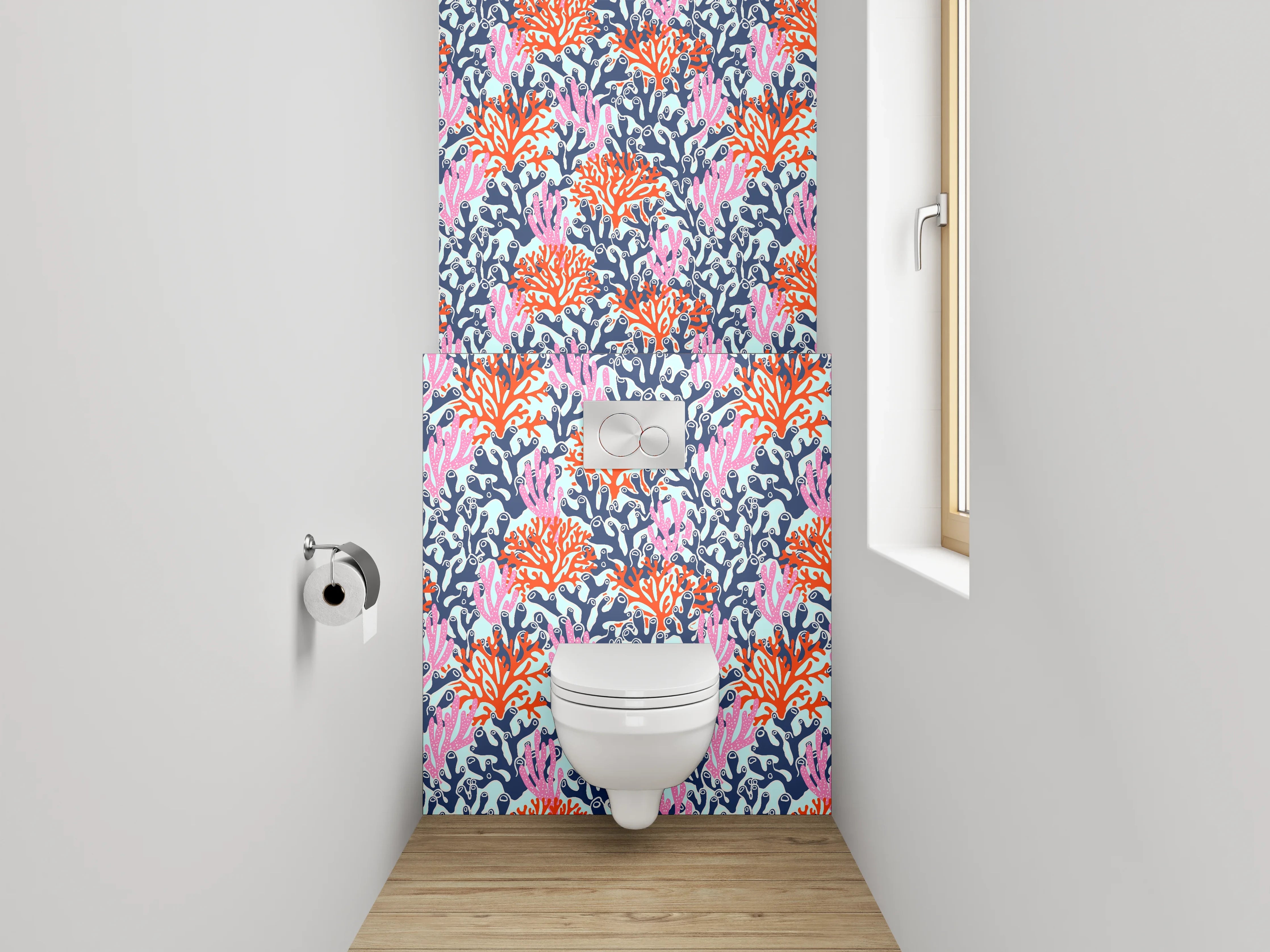 WC-Rückwand - Bunte Korallenmuster Meer Design