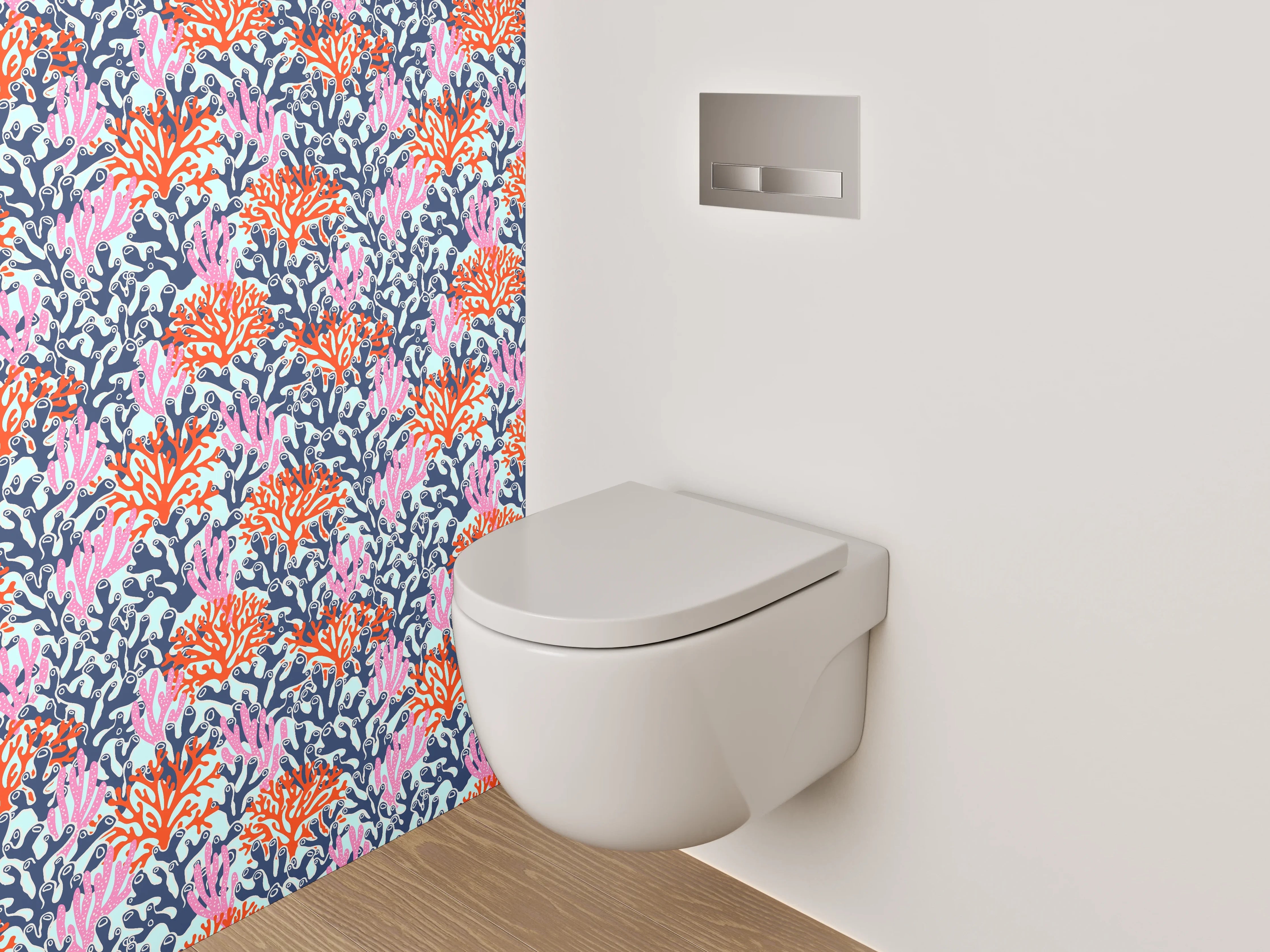 WC-Rückwand - Bunte Korallenmuster Meer Design