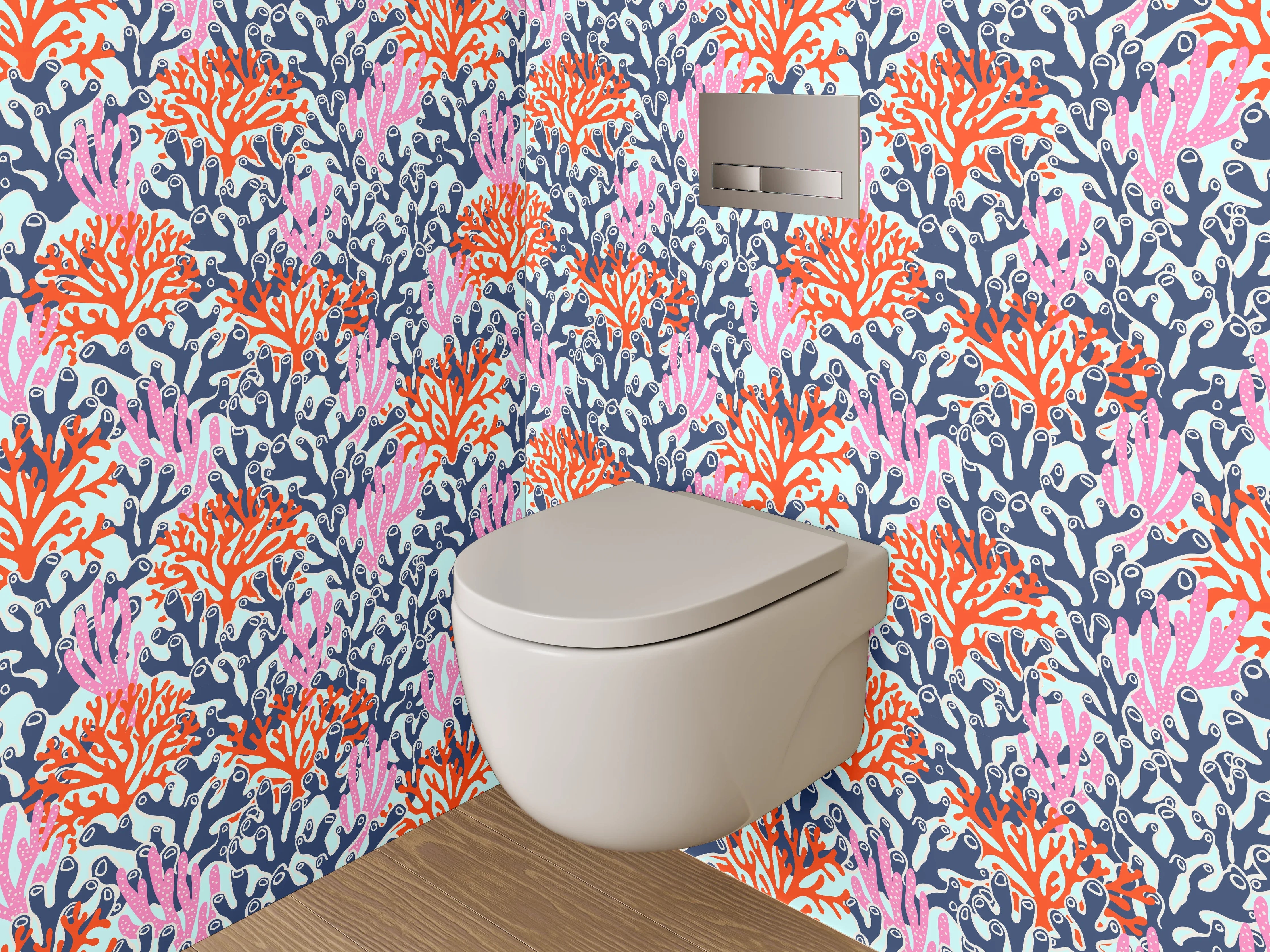 WC-Rückwand - Bunte Korallenmuster Meer Design