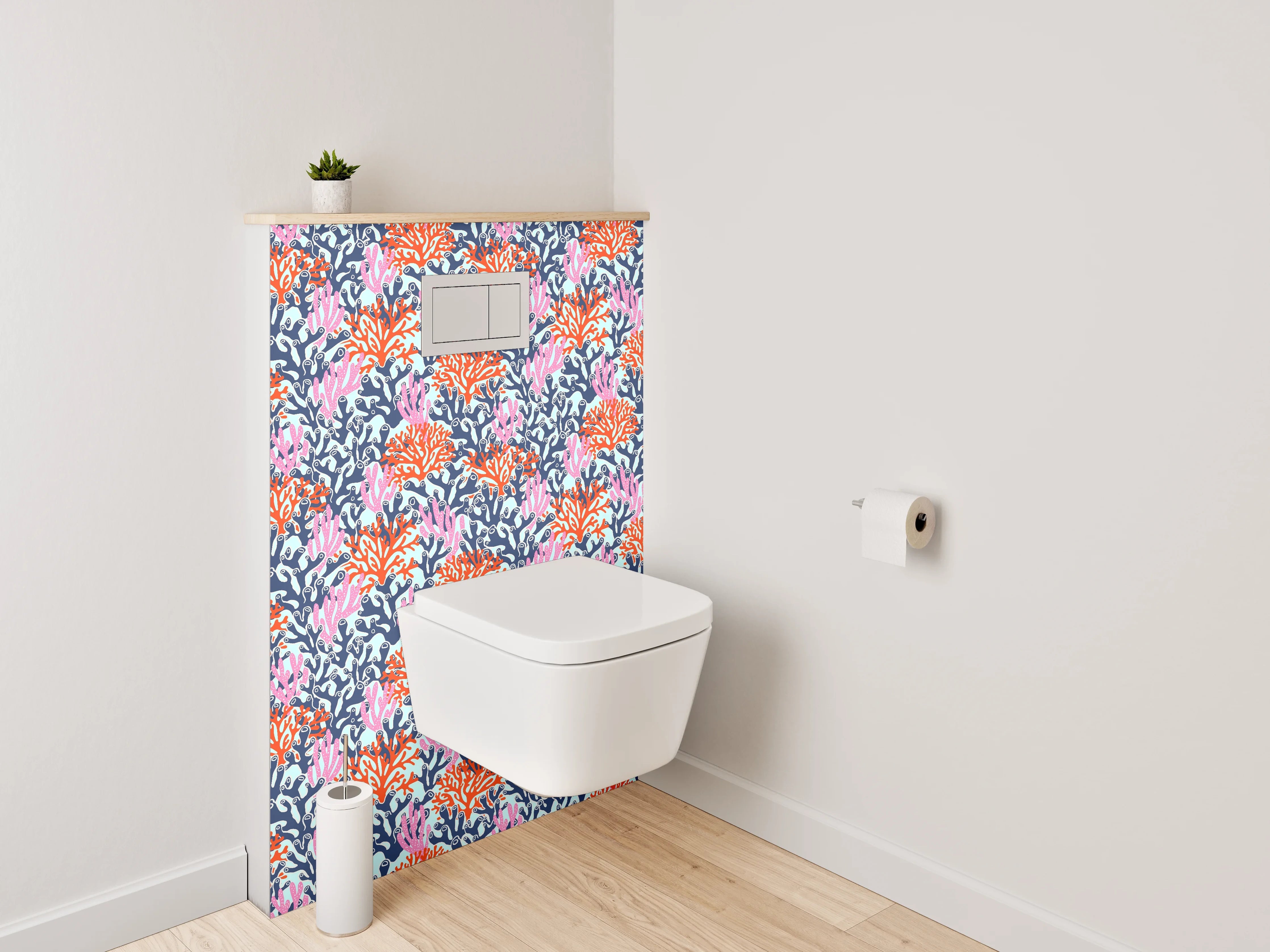 WC-Rückwand - Bunte Korallenmuster Meer Design