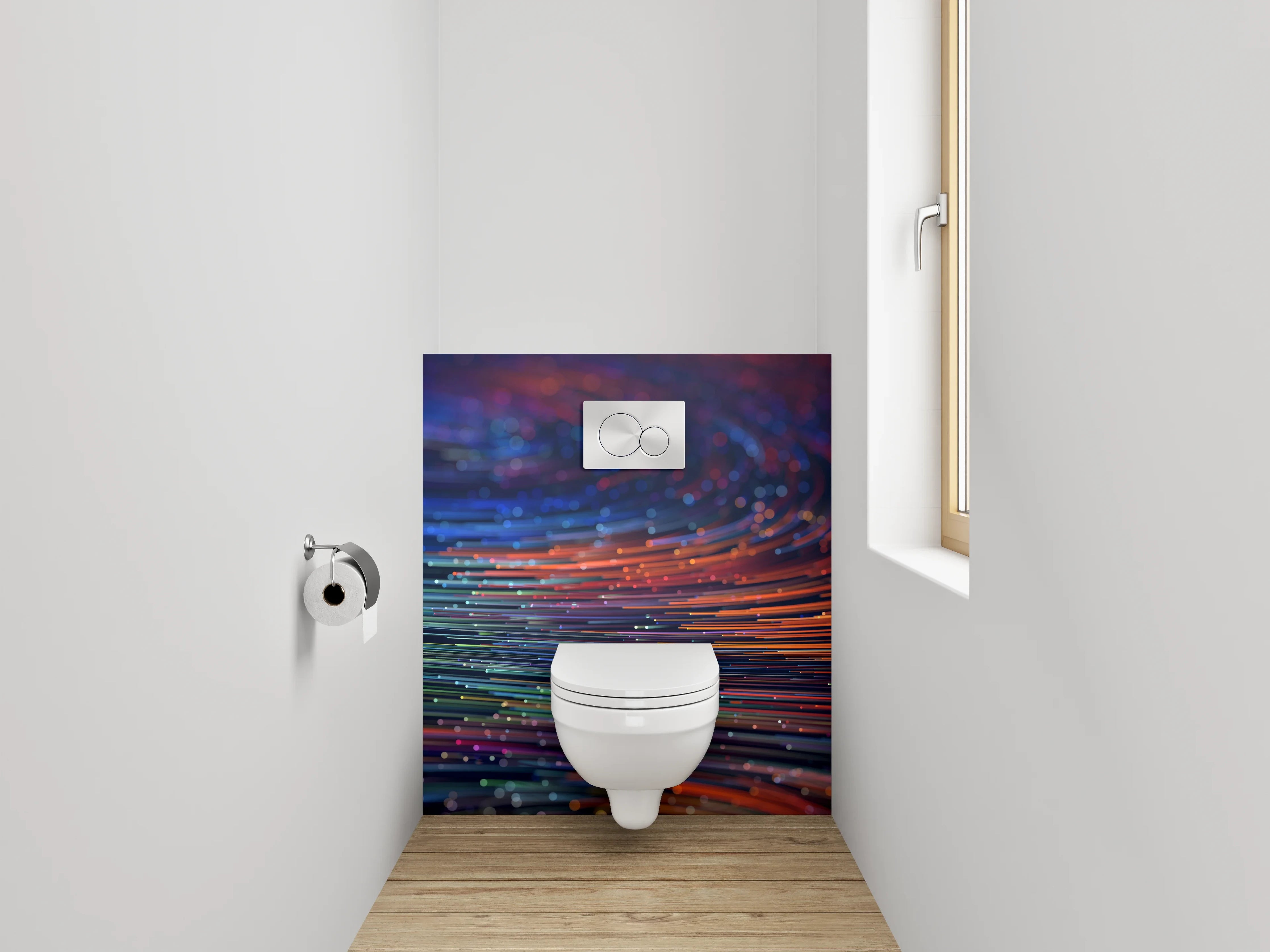 WC-Rückwand - Bunte Lichtwellen in Bewegung